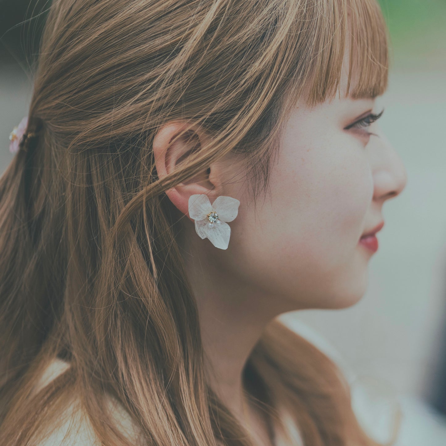 Monet Inspired Flower and Medallion Earrings パーツ選べます。Clip-on or Titanium Pierce