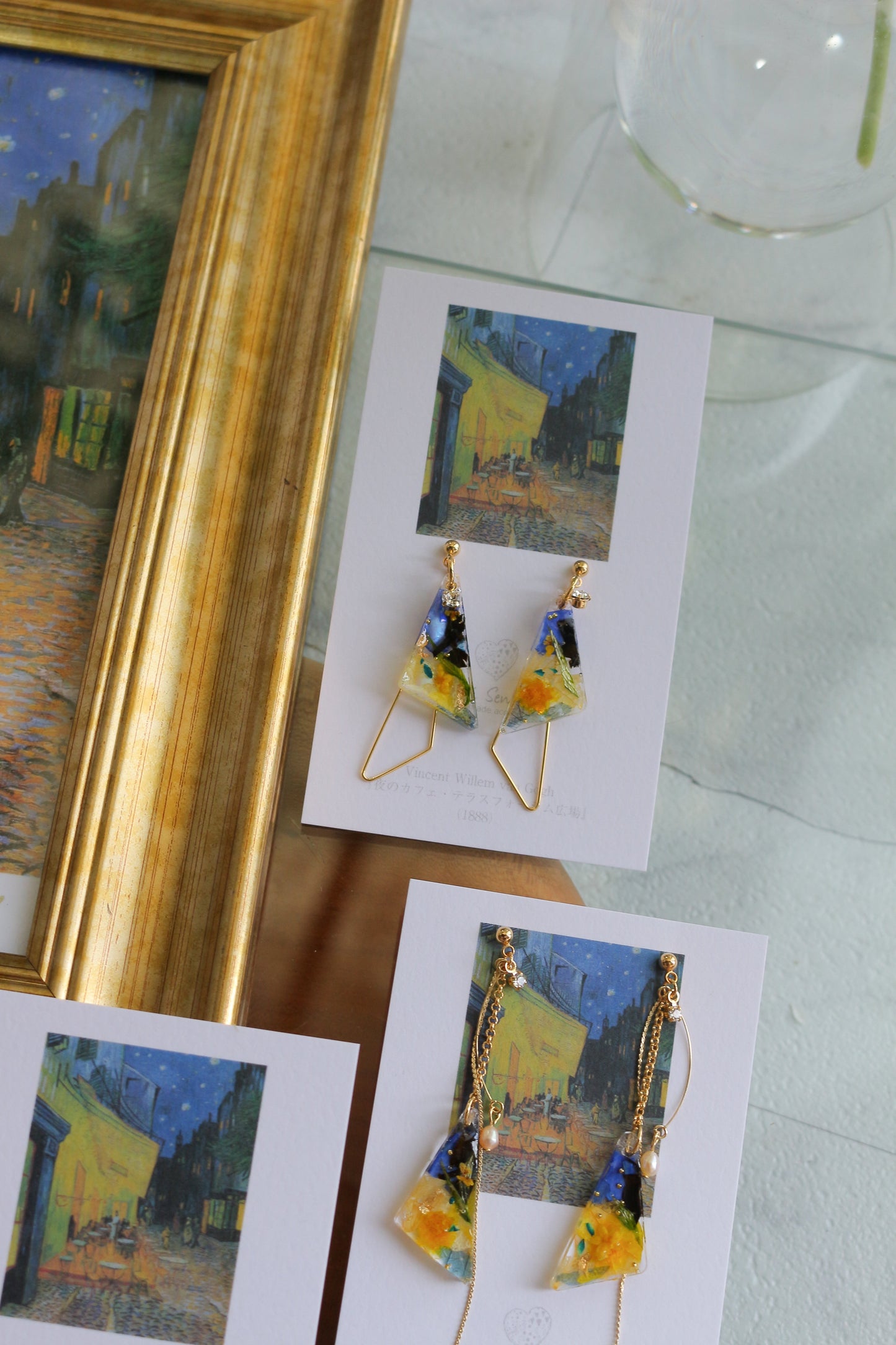 Gogh Inspired Earrings Café Terrace at Night -夜のカフェ・テラスフォーラム広場