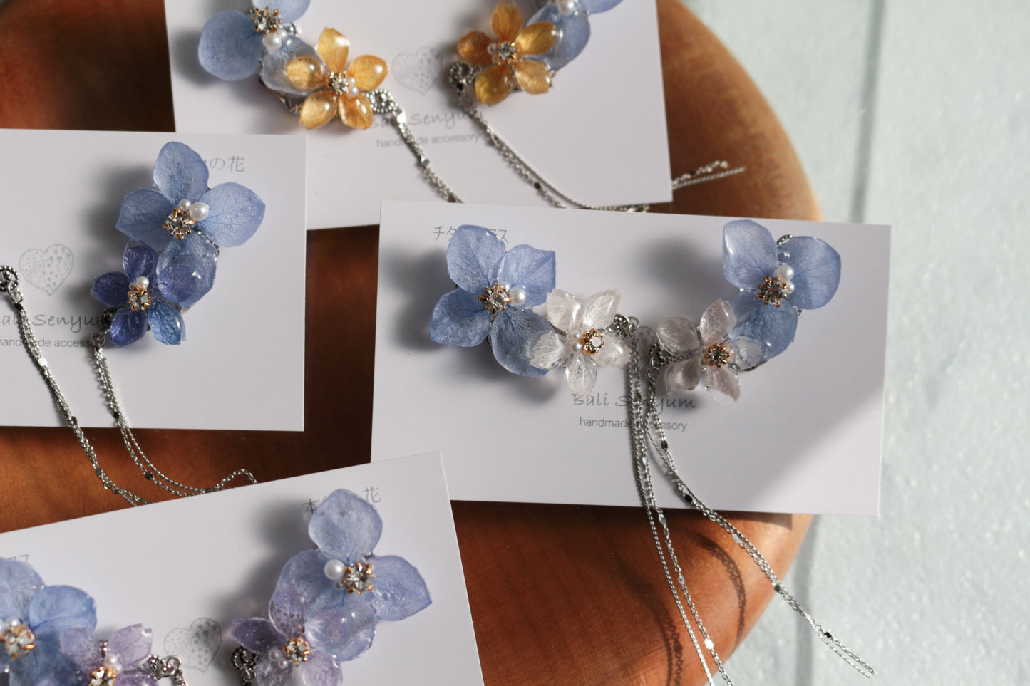 Hydrangea Flying Butterfly Earrings No.43 - Titanium Pierce(ピアス)