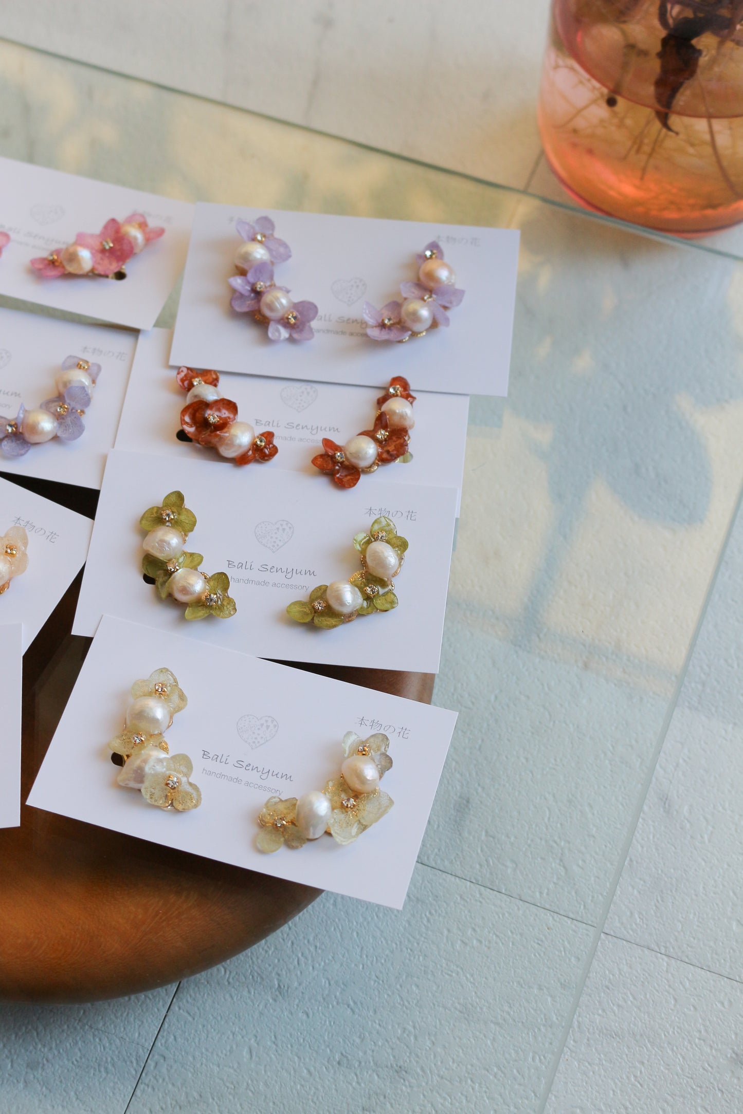 Hanayome Earrings with Pearl - 8 colors