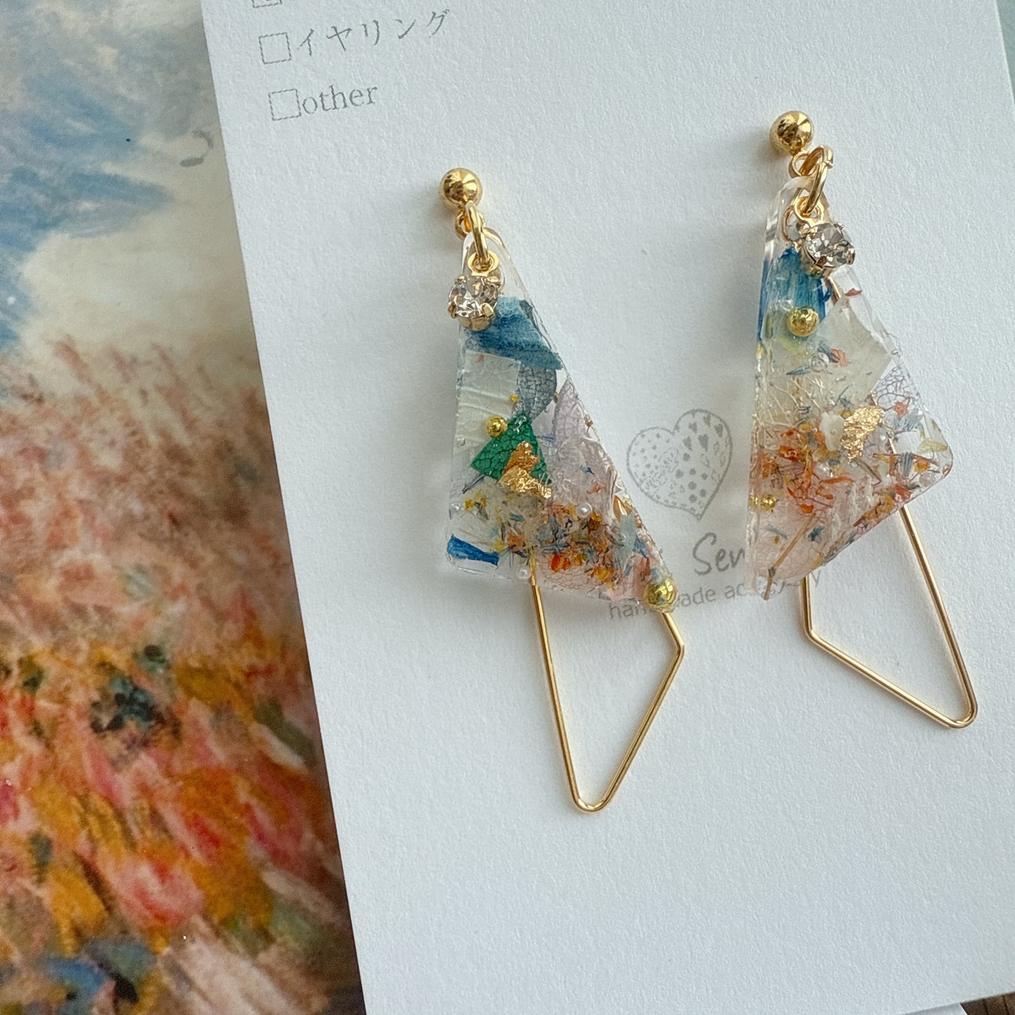 Claude Monet Woman with a Parasol Inspired Earrings - 散歩 日傘をさす女性 No.5