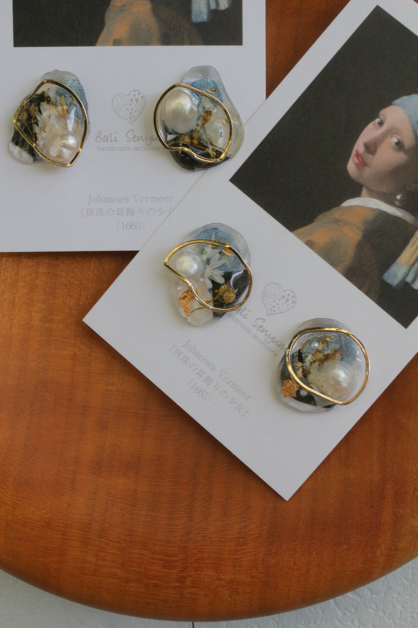 Vermeer's Inspired Flower & Pearl Earrings No.2 ピアス Pierce 真珠の耳飾りの少女