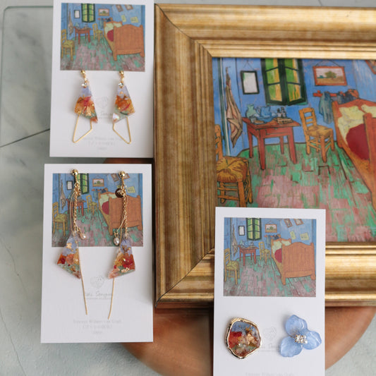 Gogh Inspired Earrings Bedroom in Arles-ゴッホの寝室
