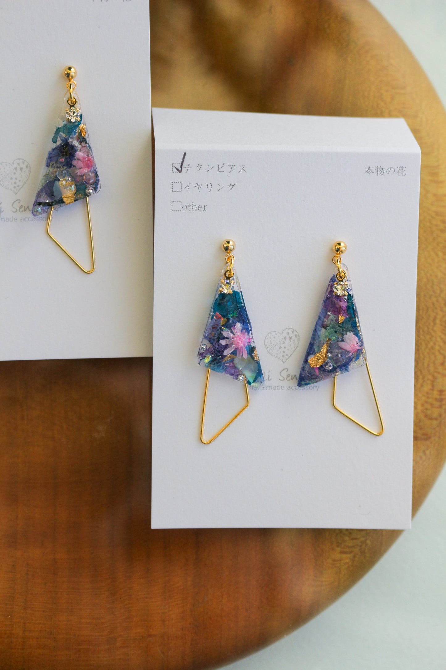 Claude Monet Water Lilies Inspired Triangular Floral Earrings - No.8