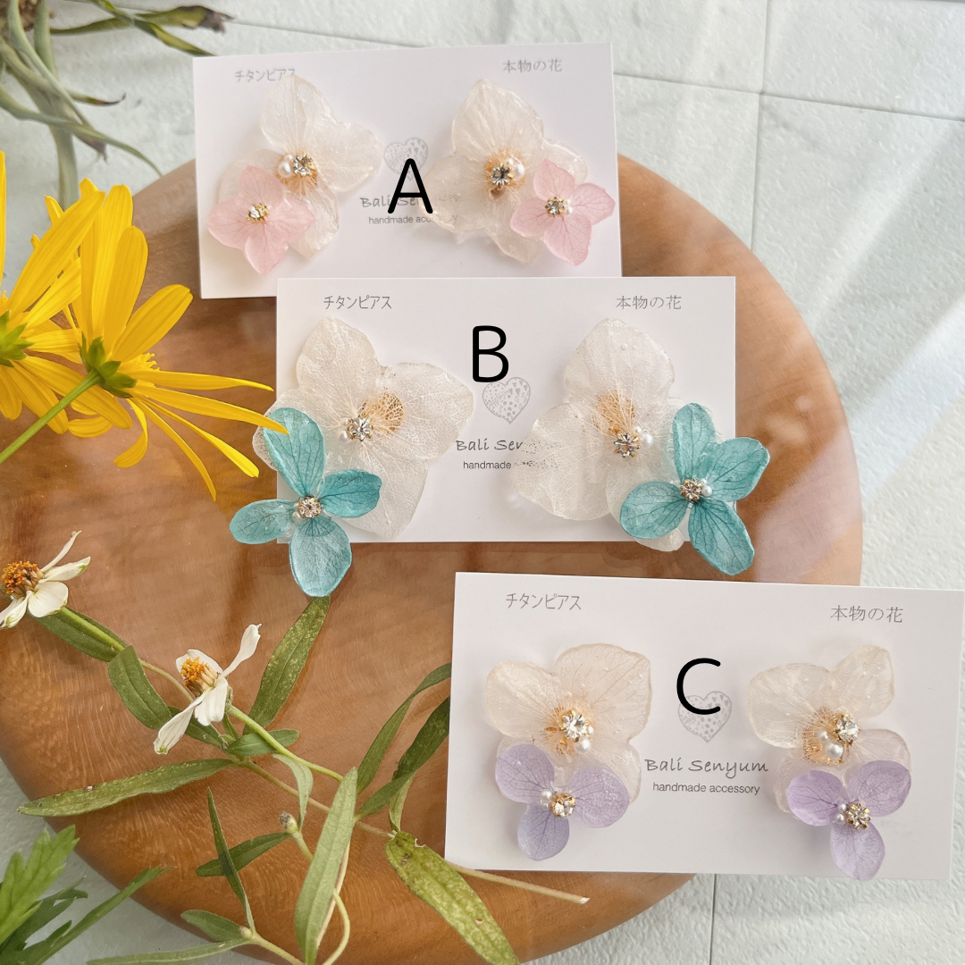 Paired Hydrangea No.16 - Titanium Pierce(ピアス)Limited item