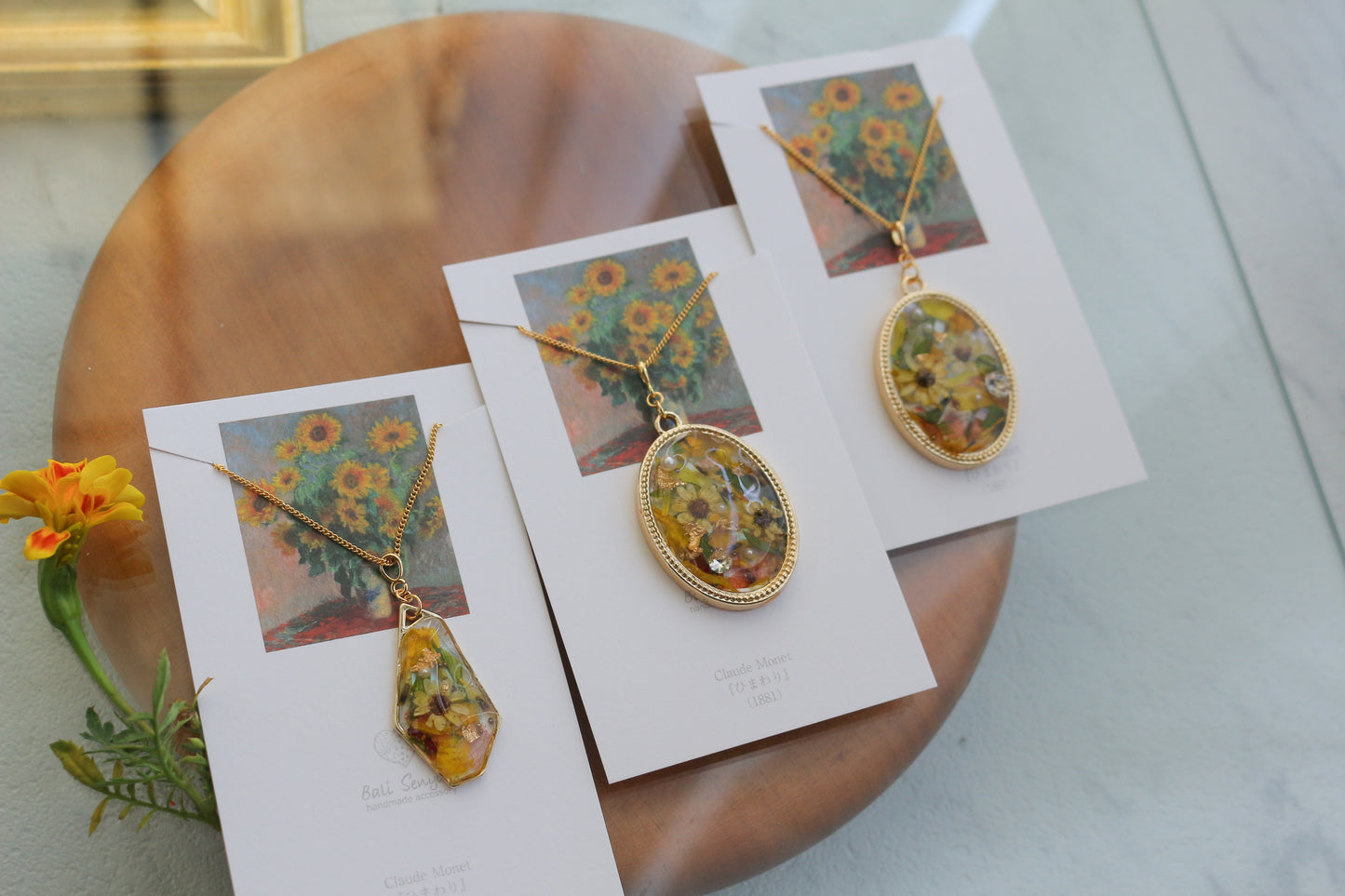 Claude Monet's Sunflowers Inspired Necklace - ひまわり BIG No.1