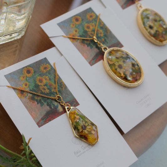 Claude Monet's Sunflowers Inspired Necklace - ひまわり BIG No.1