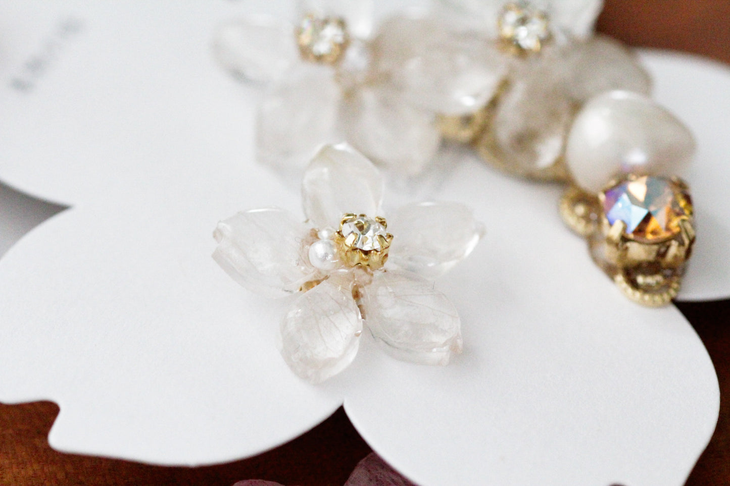 Someiyoshino Double Sakura Earring and Ear Cuff 〜 White #S026