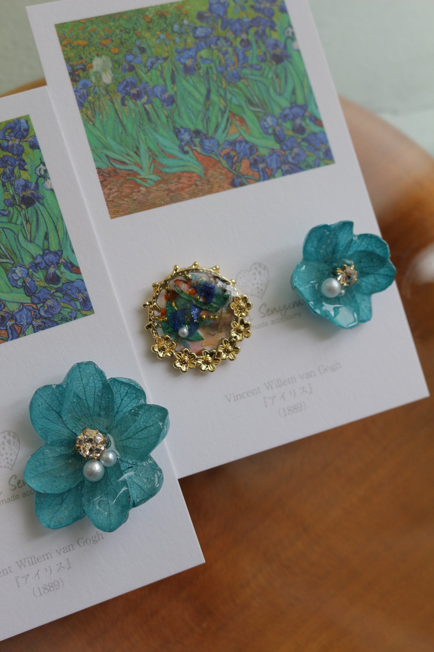 Gogh Inspired Flower and Medallion No.2 Titanium Pierceチタンピアス アイリス