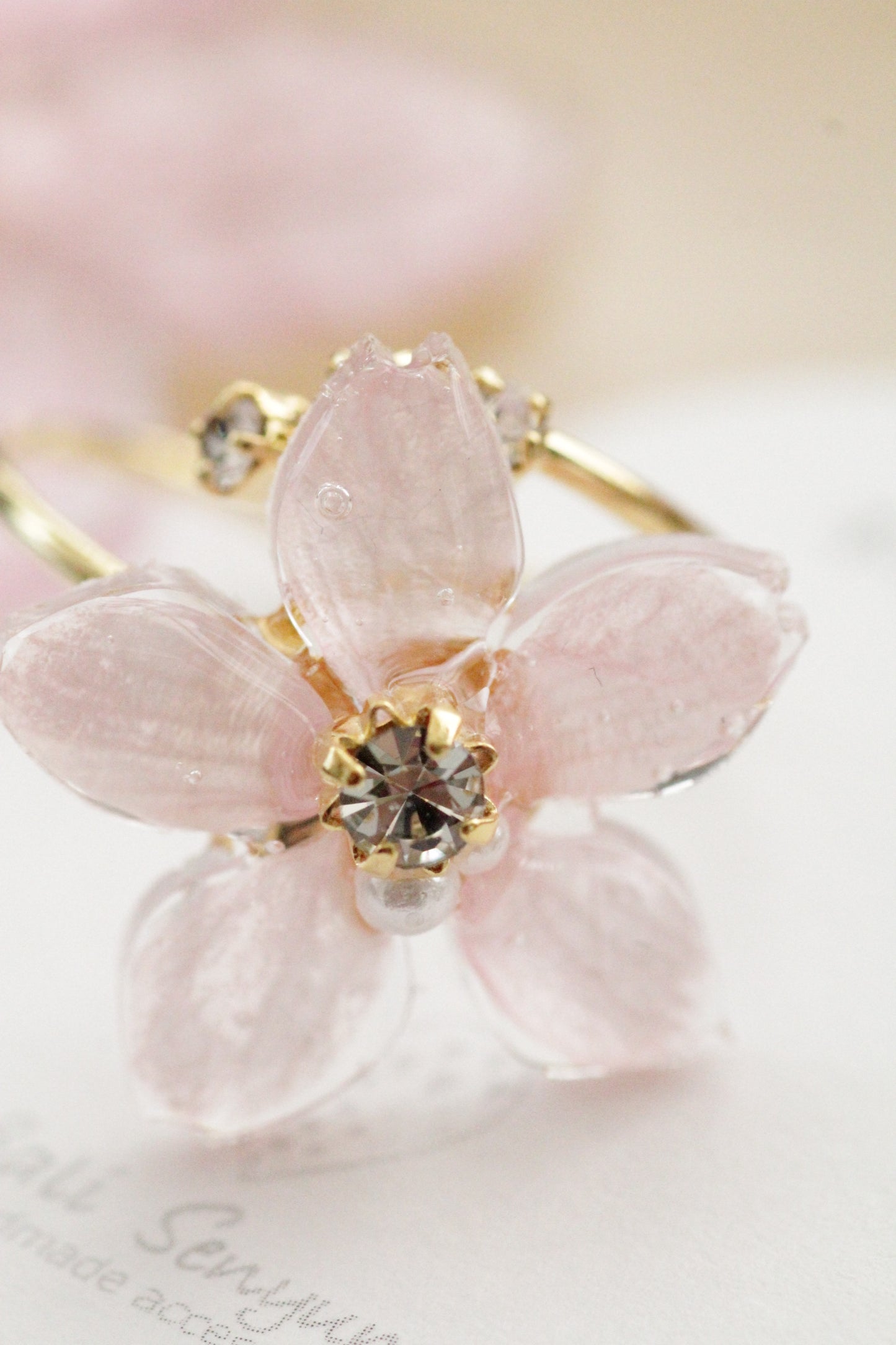 Someiyoshino Sakura Ring with Three Gems NEW