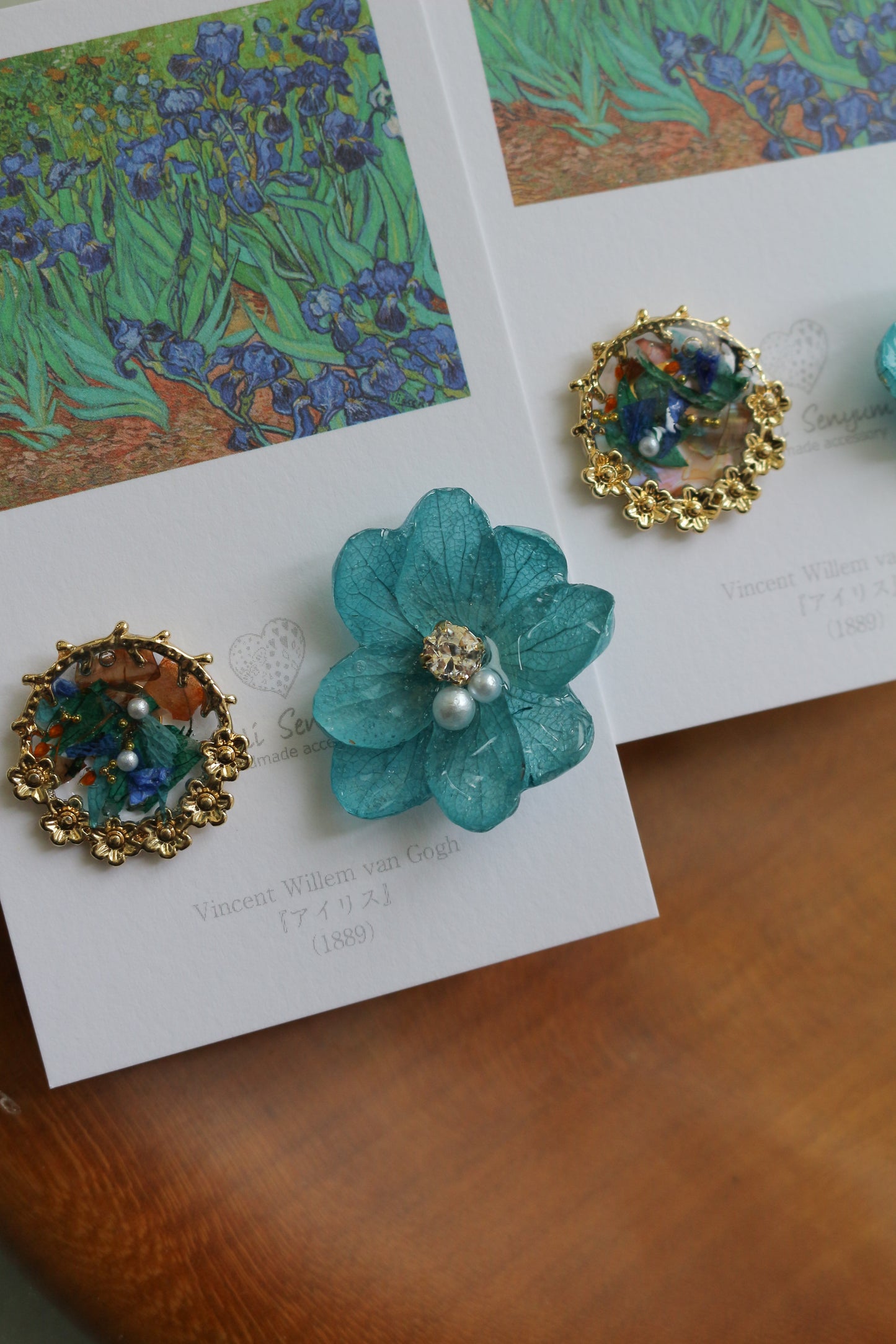 Gogh Inspired Flower and Medallion No.2 Titanium Pierceチタンピアス アイリス