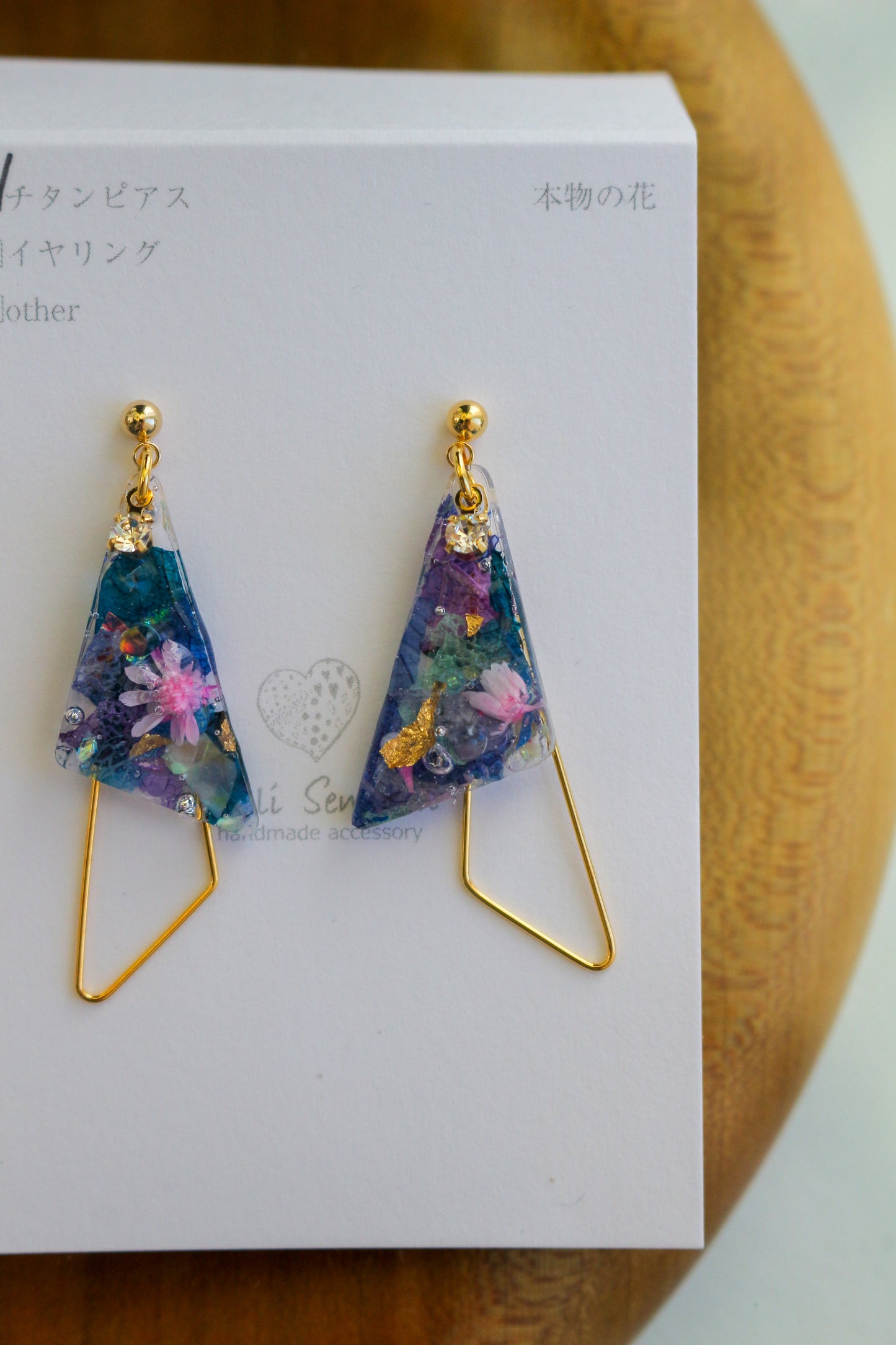 Claude Monet Water Lilies Inspired Triangular Floral Earrings - No.8