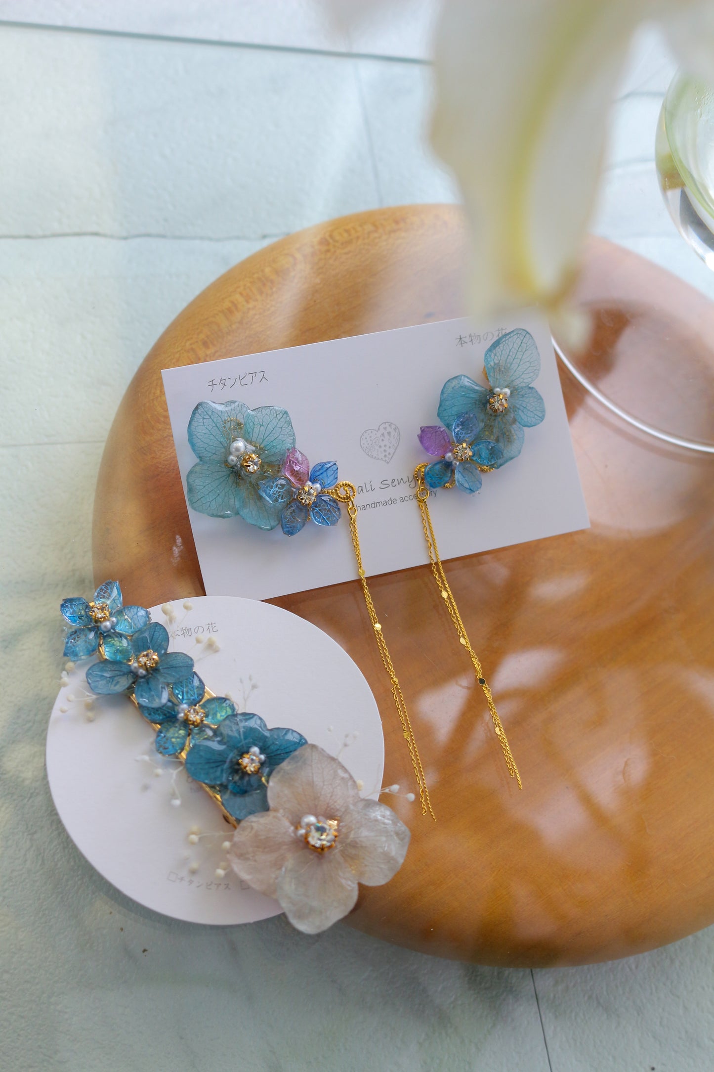 Hydrangea Flying Butterfly No.35- Titanium Pierce(ピアス)