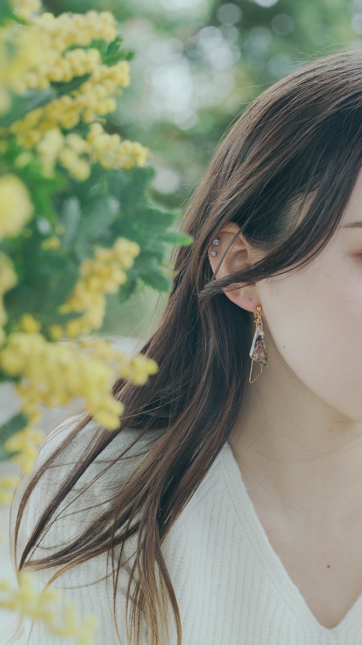 Claude Monet Woman with a Parasol Inspired Earrings - 散歩 日傘をさす女性 No.6