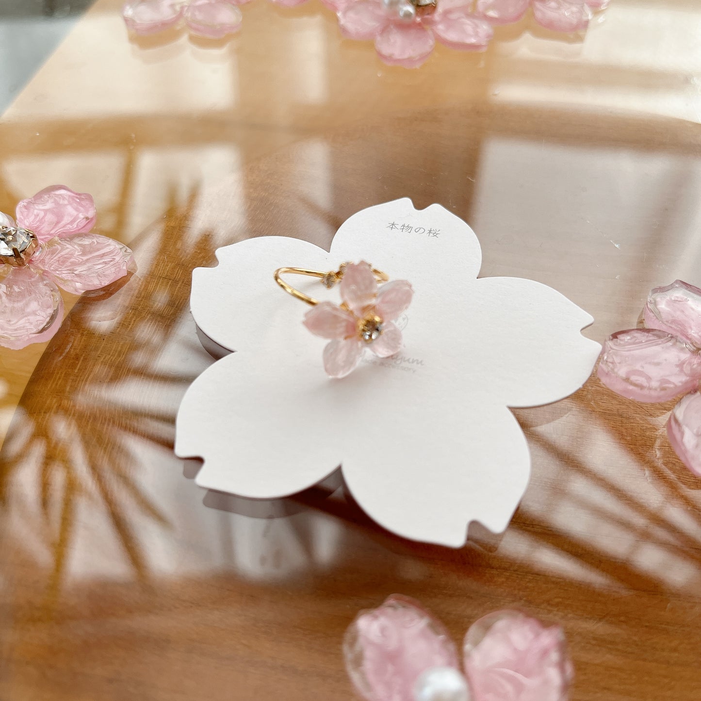 Someiyoshino Sakura Ring with Three Gems NEW