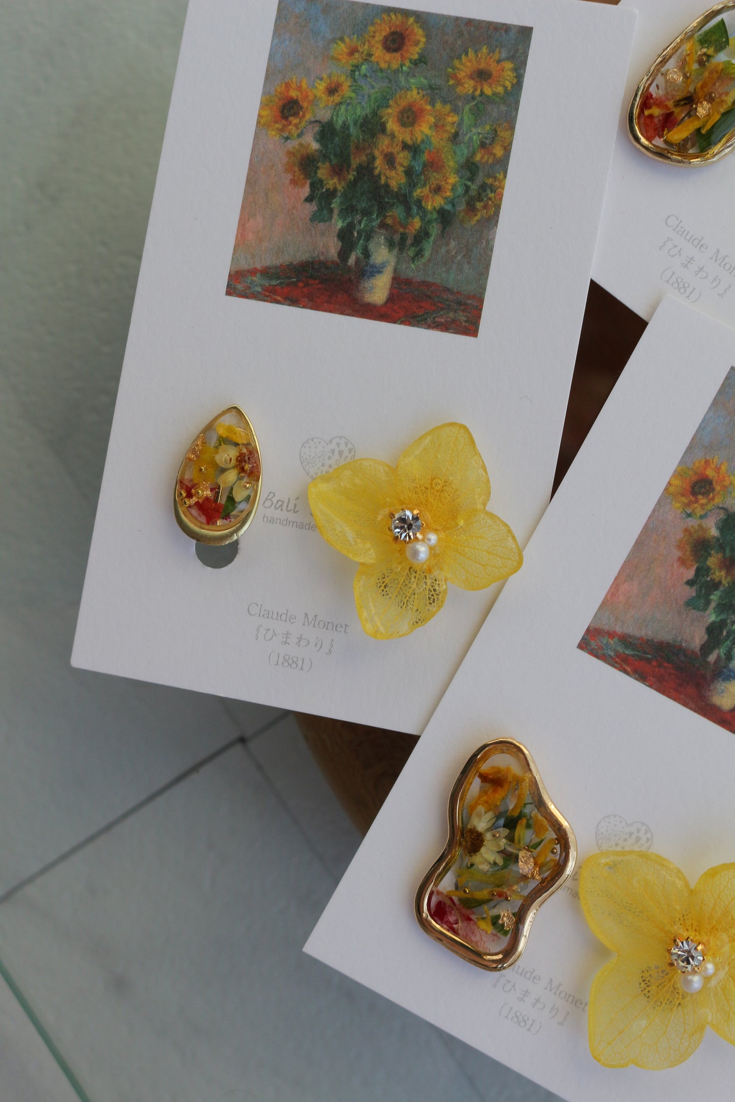 Monet Inspired Flower Earrings No.8 イヤリング Clip-on ひまわり