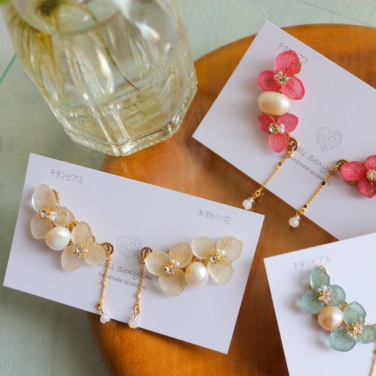 Hydrangea Pearl Flower Earring No.3