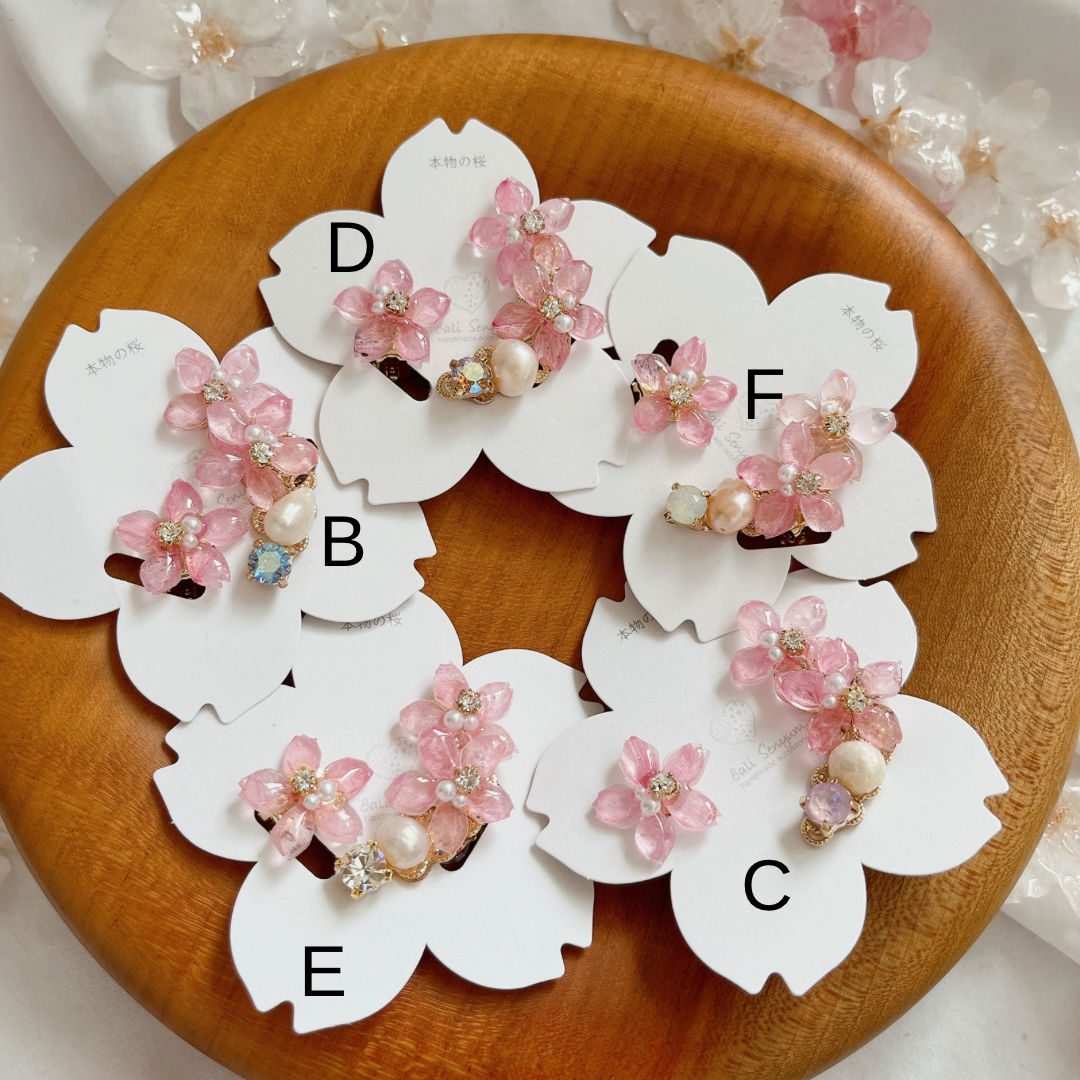 Someiyoshino Double Sakura Earring and Ear Cuff #S028