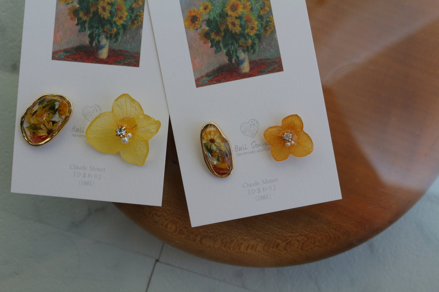 Monet Inspired Flower Earrings No.7 ピアスTitanium Pierce ひまわり