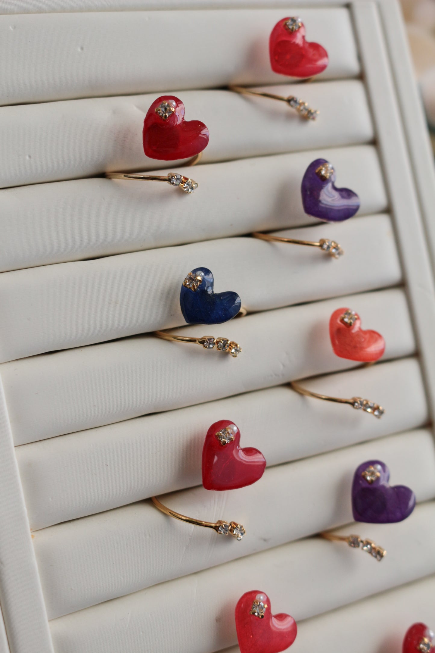 Heart Ring with Three Gems No.1