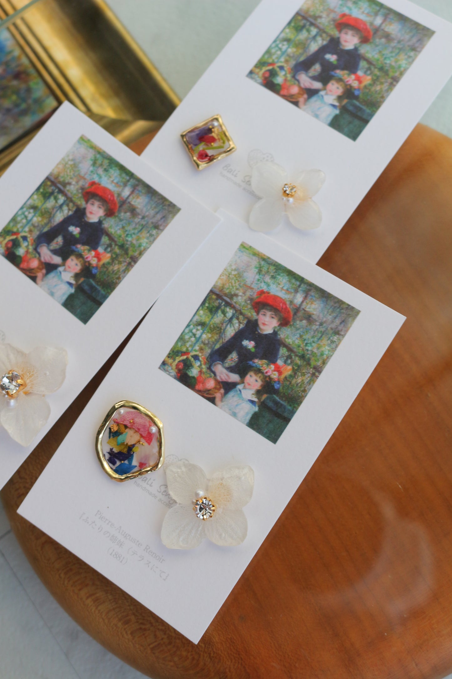 Renoir's Two Sisters Inspired Flower Earrings No.8 ピアスTitanium Pierce "ふたりの姉妹"