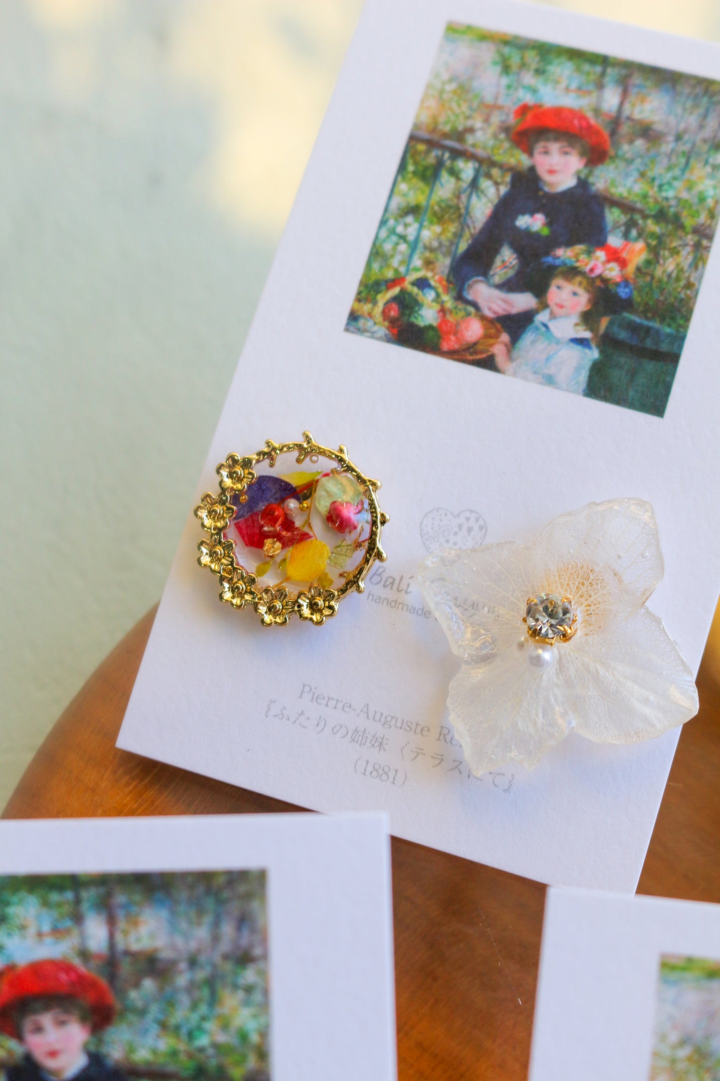 Renoir's Two Sisters Inspired Flower Earrings No.5 ピアスTitanium Pierce "ふたりの姉妹"
