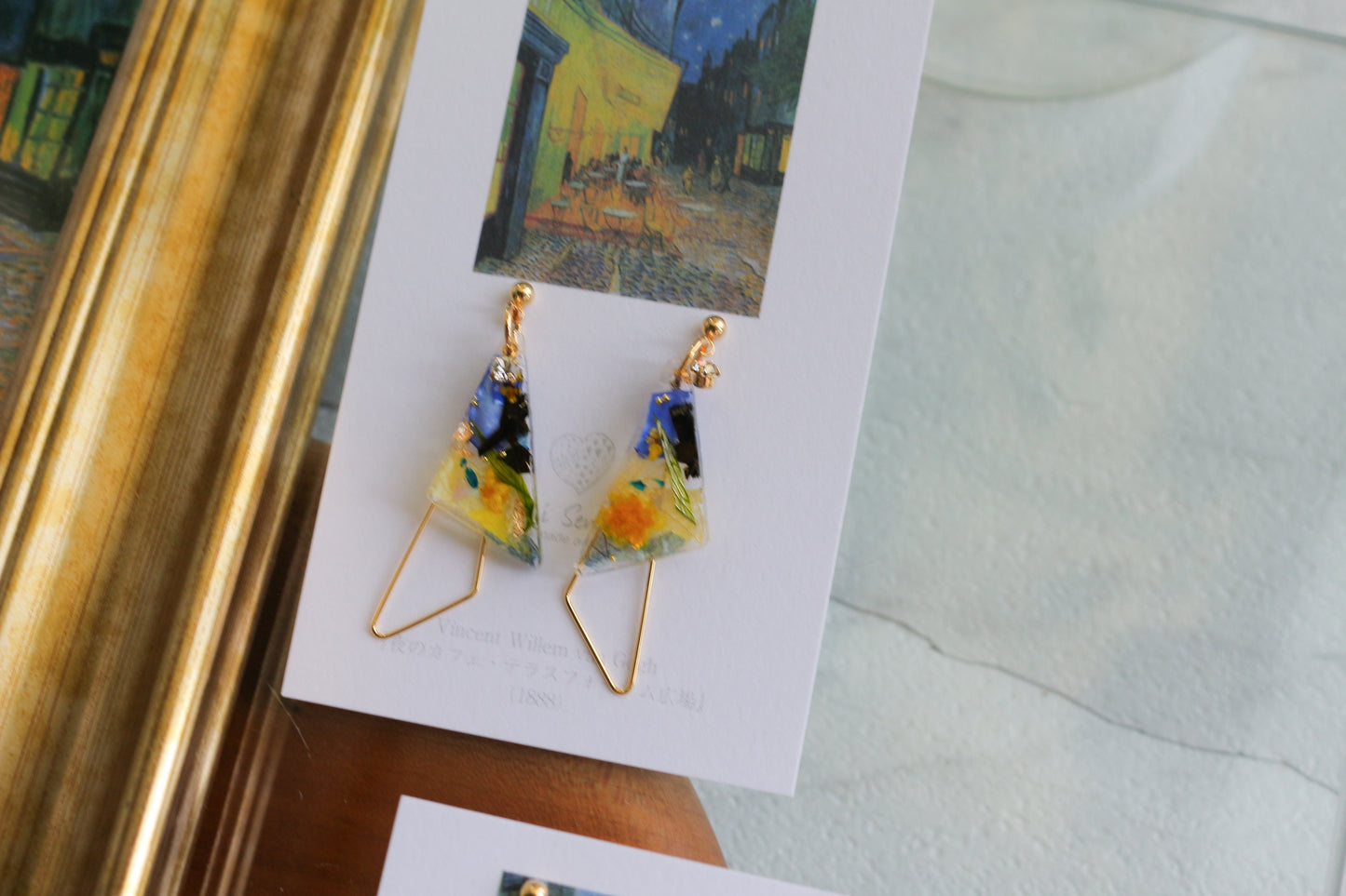 Gogh Inspired Earrings Café Terrace at Night -夜のカフェ・テラスフォーラム広場