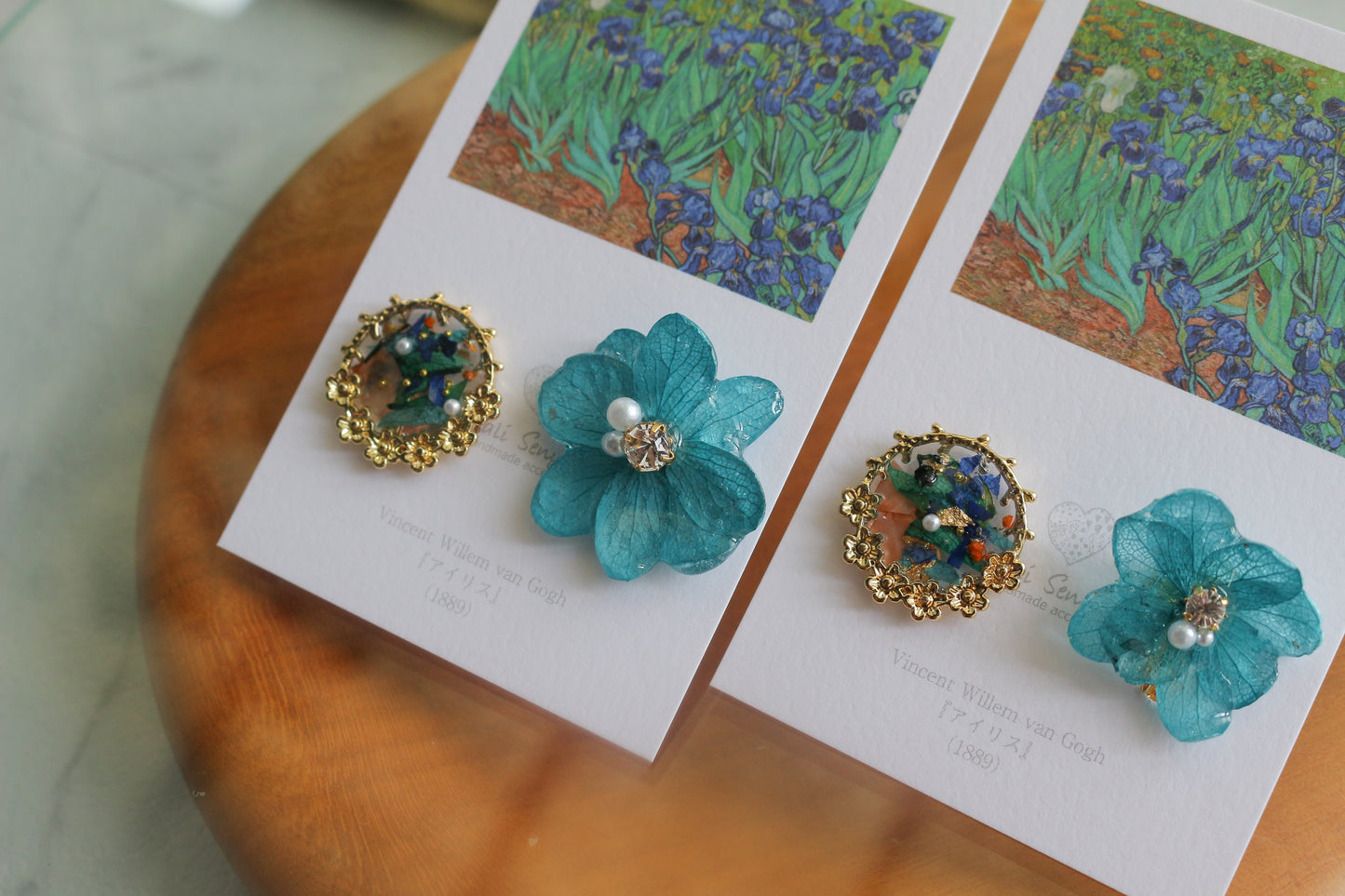 Gogh Inspired Flower and Medallion No.1 イヤリング Clip-on アイリス