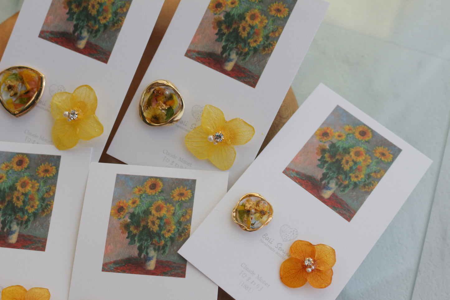 Monet Inspired Flower Earrings No.9 ピアスTitanium Pierce ひまわり