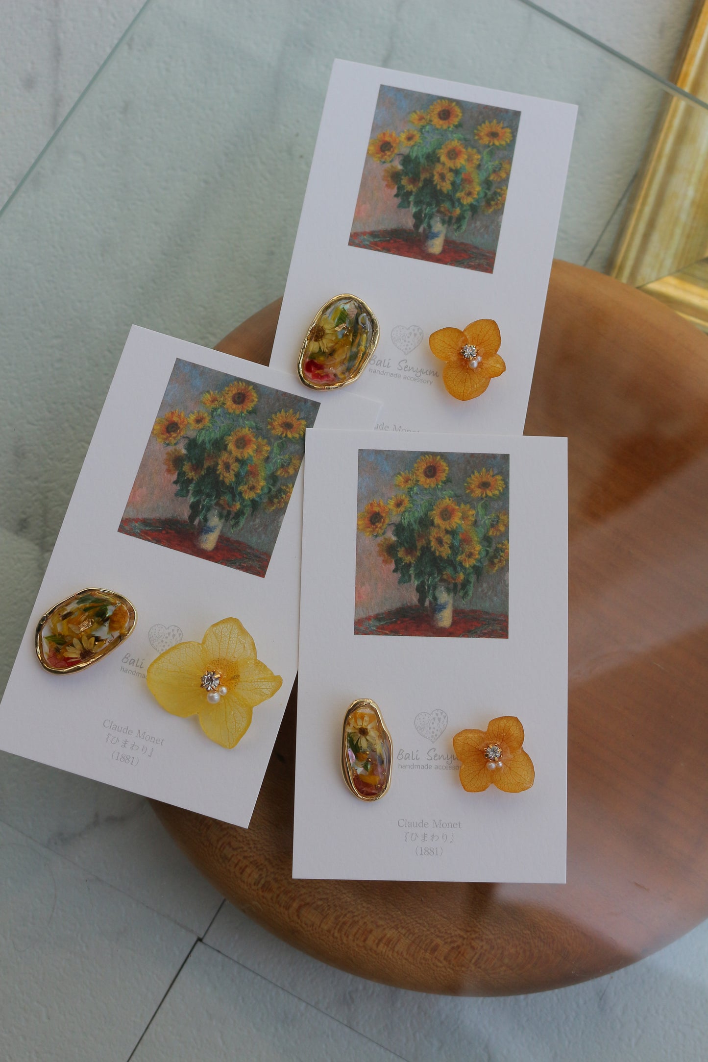Monet Inspired Flower Earrings No.7 ピアスTitanium Pierce ひまわり