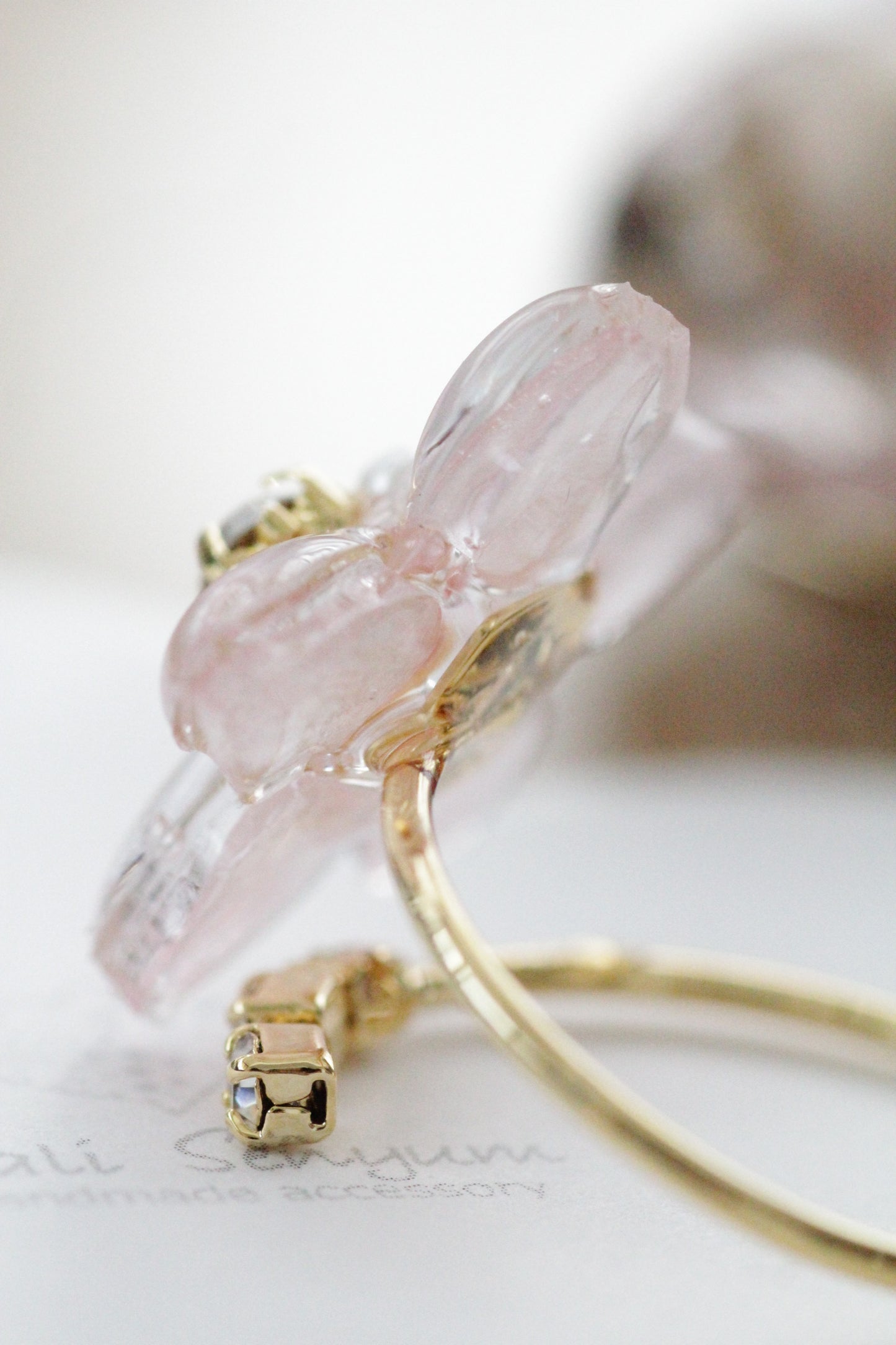 Someiyoshino Sakura Ring with Three Gems NEW