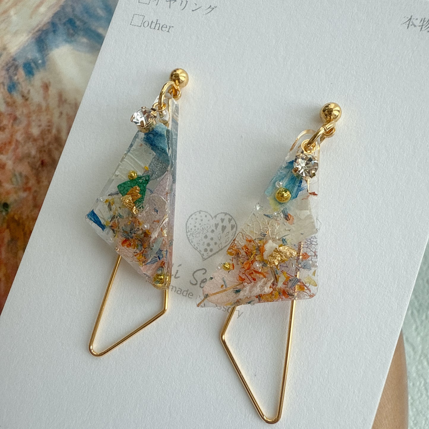 Claude Monet Woman with a Parasol Inspired Earrings - 散歩 日傘をさす女性 No.5
