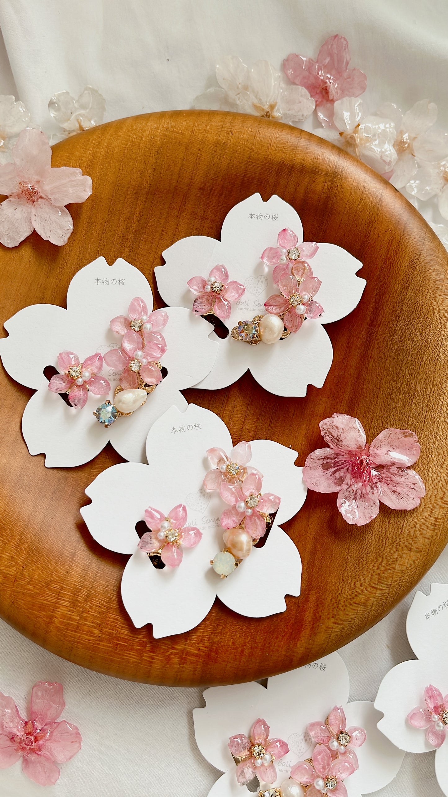 Someiyoshino Double Sakura Earring and Ear Cuff #S028