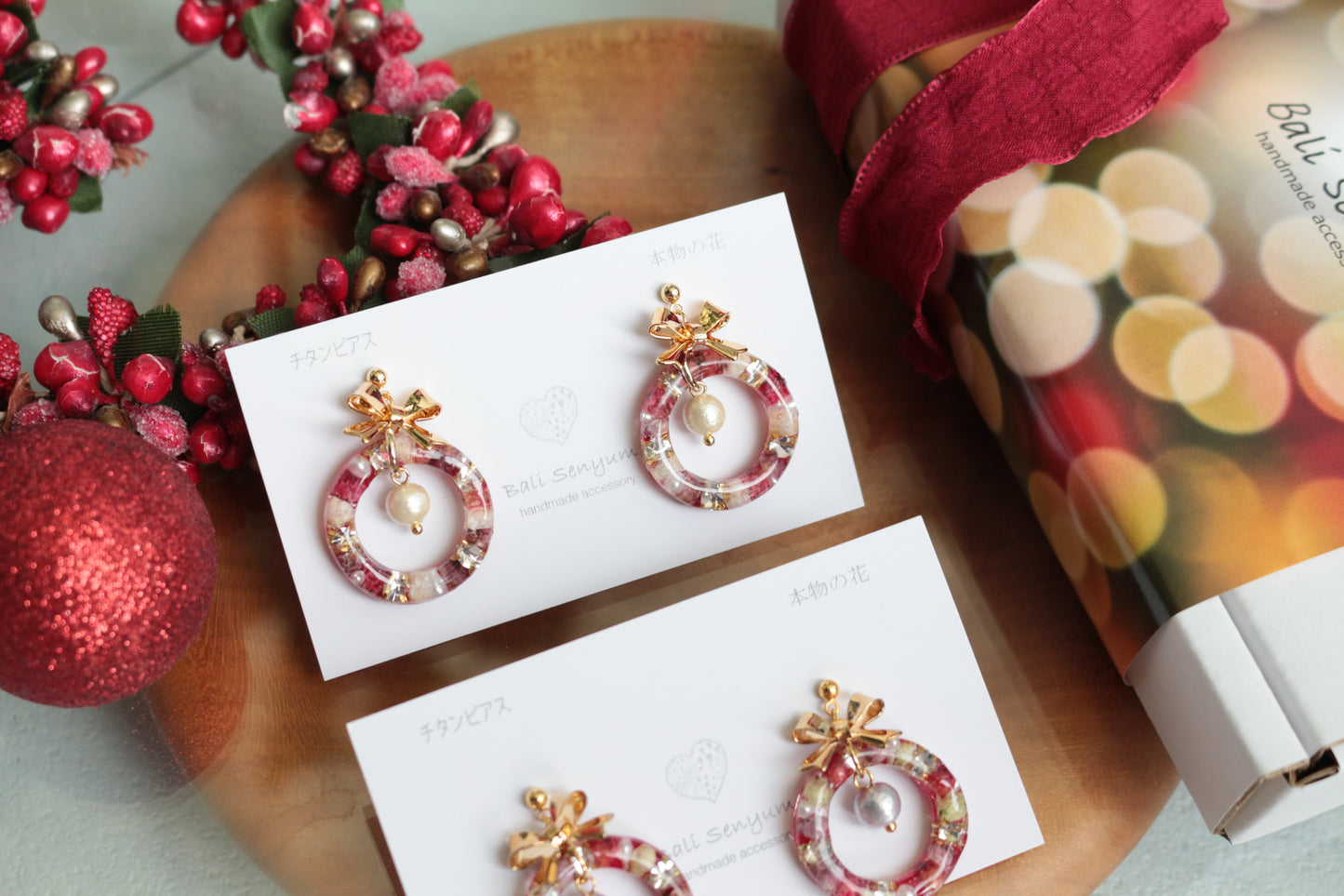 Christmas Wreath Earring (White Christmas) #21