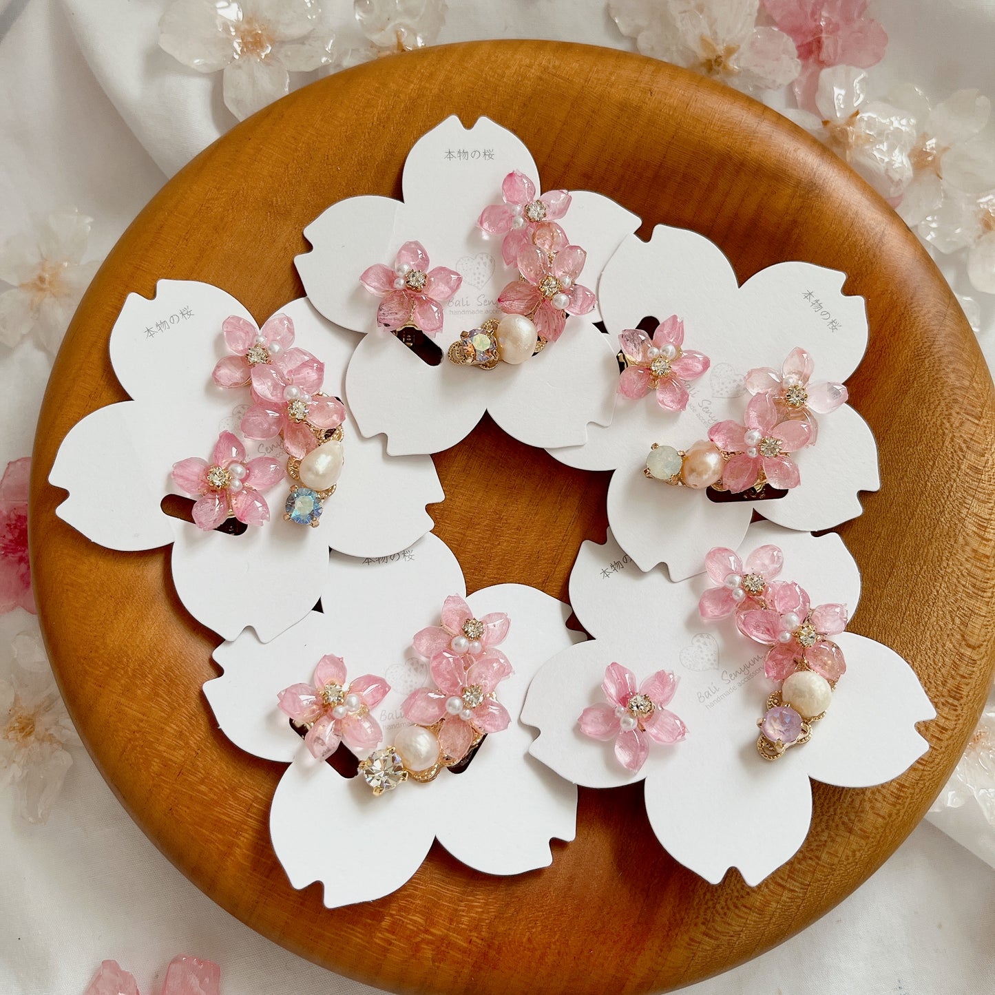 Someiyoshino Double Sakura Earring and Ear Cuff #S028