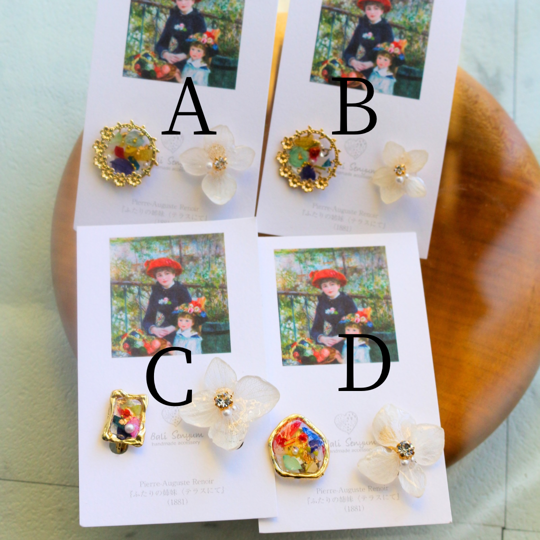 Renoir's Two Sisters Inspired Earrings No.6 イヤリング Clip-on "ふたりの姉妹"