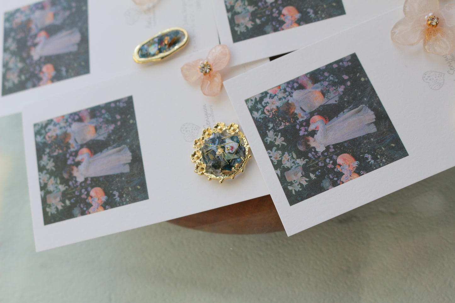 Sargent Inspired Flower and Medallion Earrings No.2 チタンピアスTitanium pierce