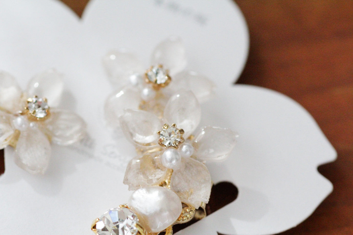 Someiyoshino Double Sakura Earring and Ear Cuff 〜 White #S026