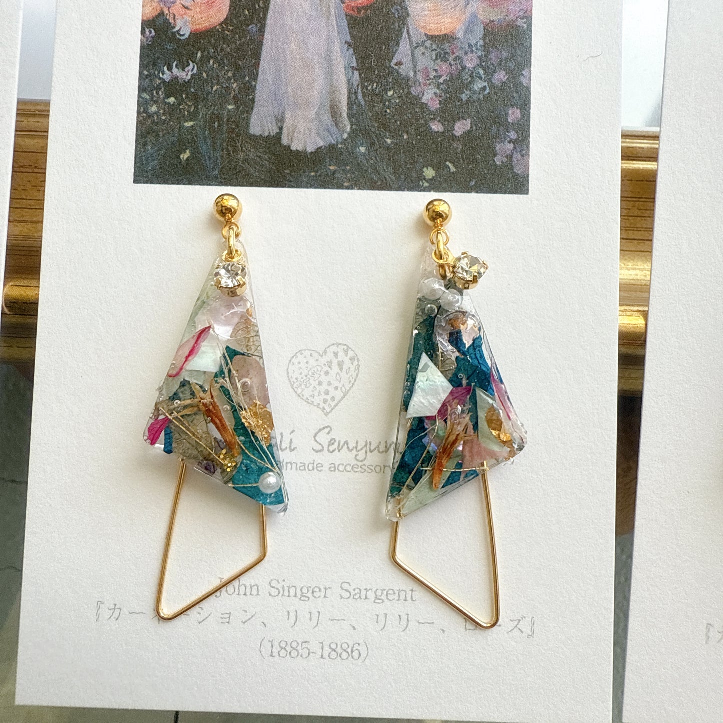 Sargent Inspired Triangular Floral Earrings - No.1