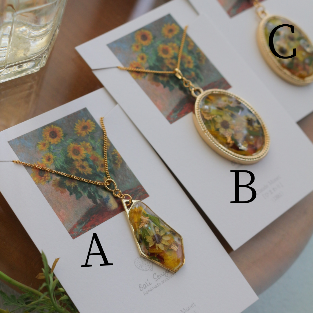 Claude Monet's Sunflowers Inspired Necklace - ひまわり BIG No.1