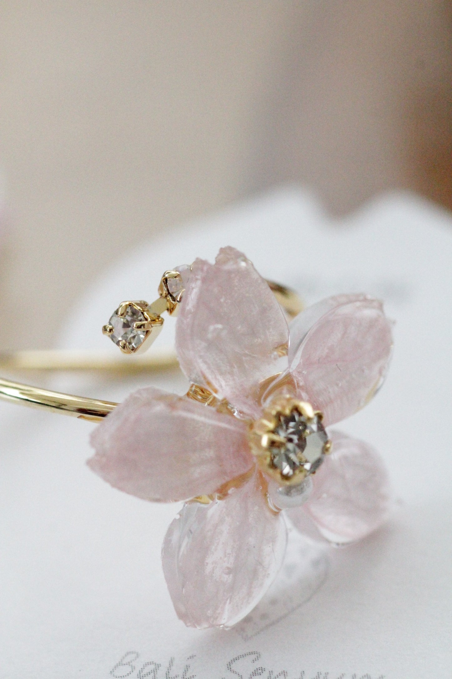 Someiyoshino Sakura Ring with Three Gems NEW