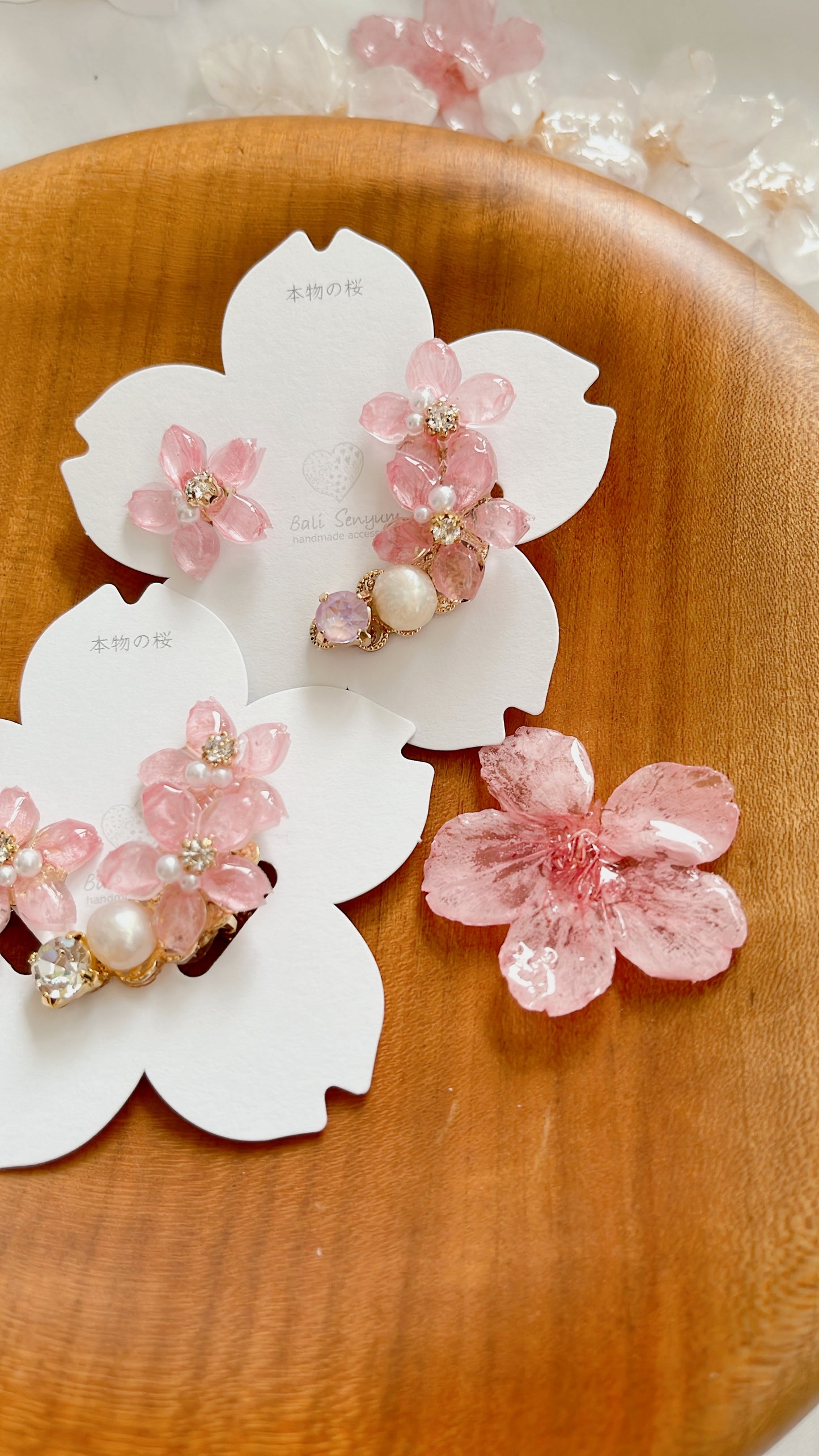 Someiyoshino Double Sakura Earring and Ear Cuff #S028
