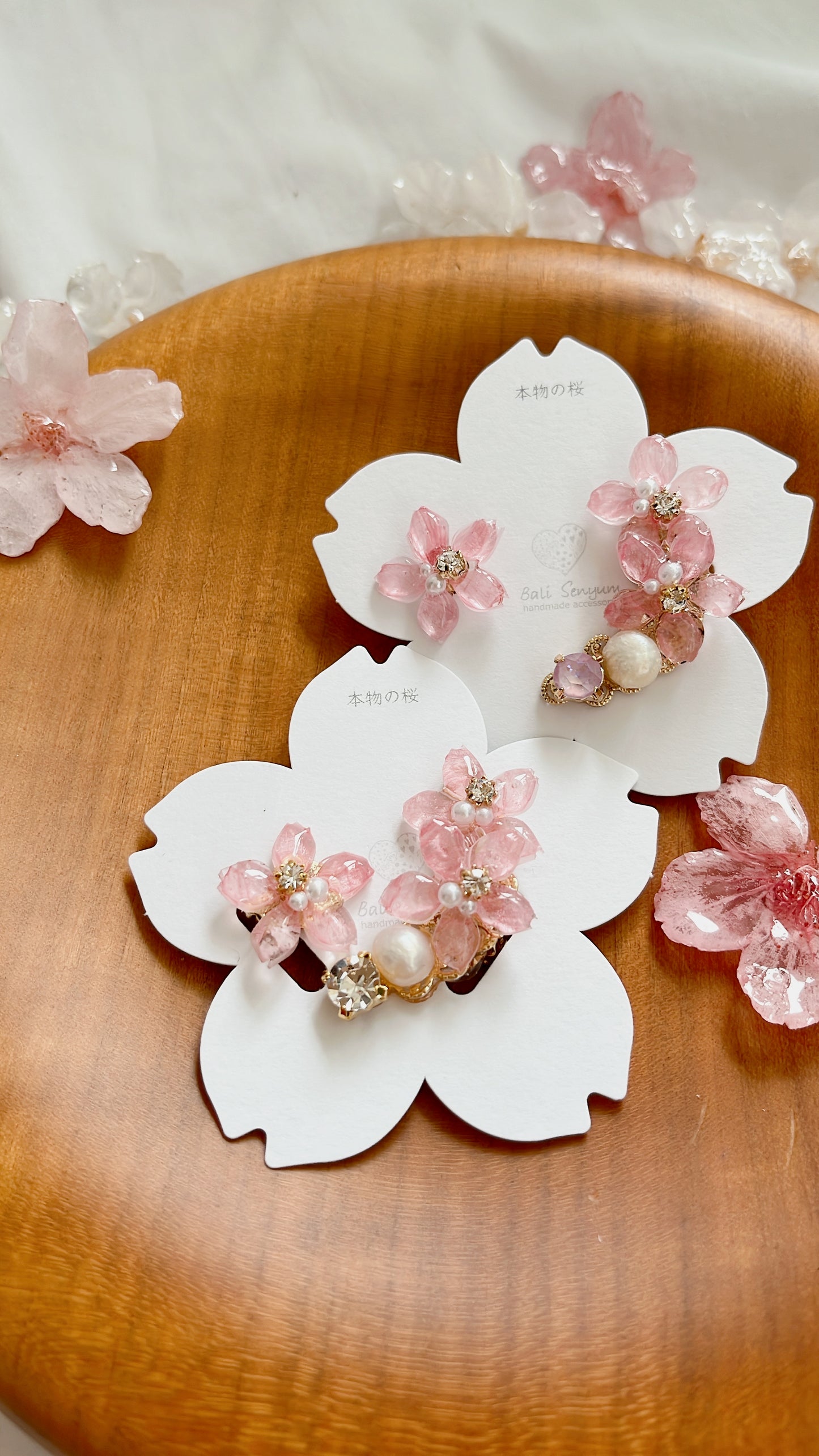 Someiyoshino Double Sakura Earring and Ear Cuff #S028