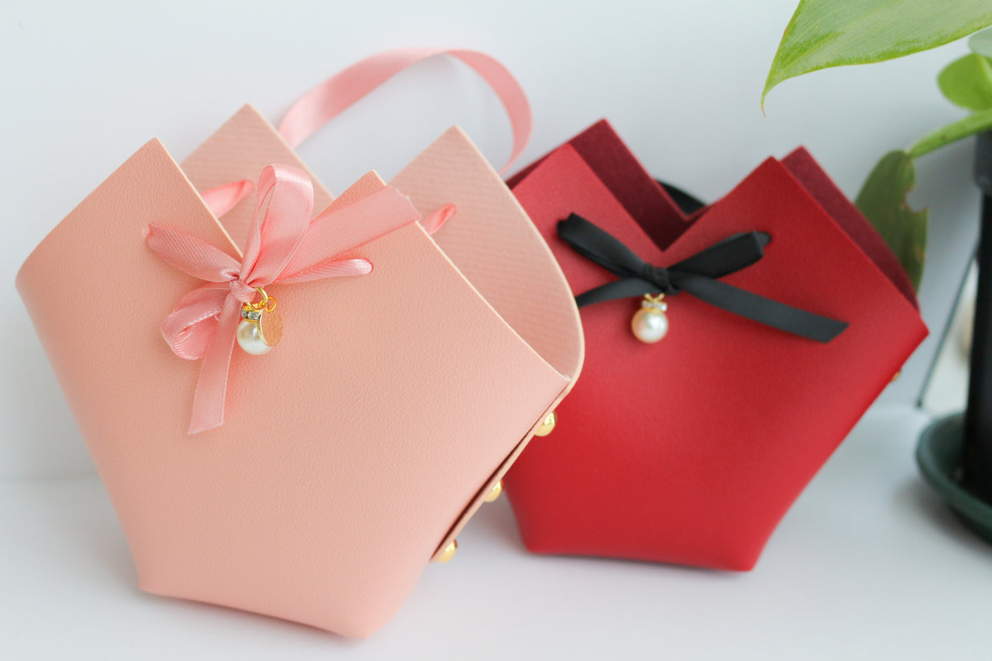 Heart Shaped Faux Leather Gift Bag