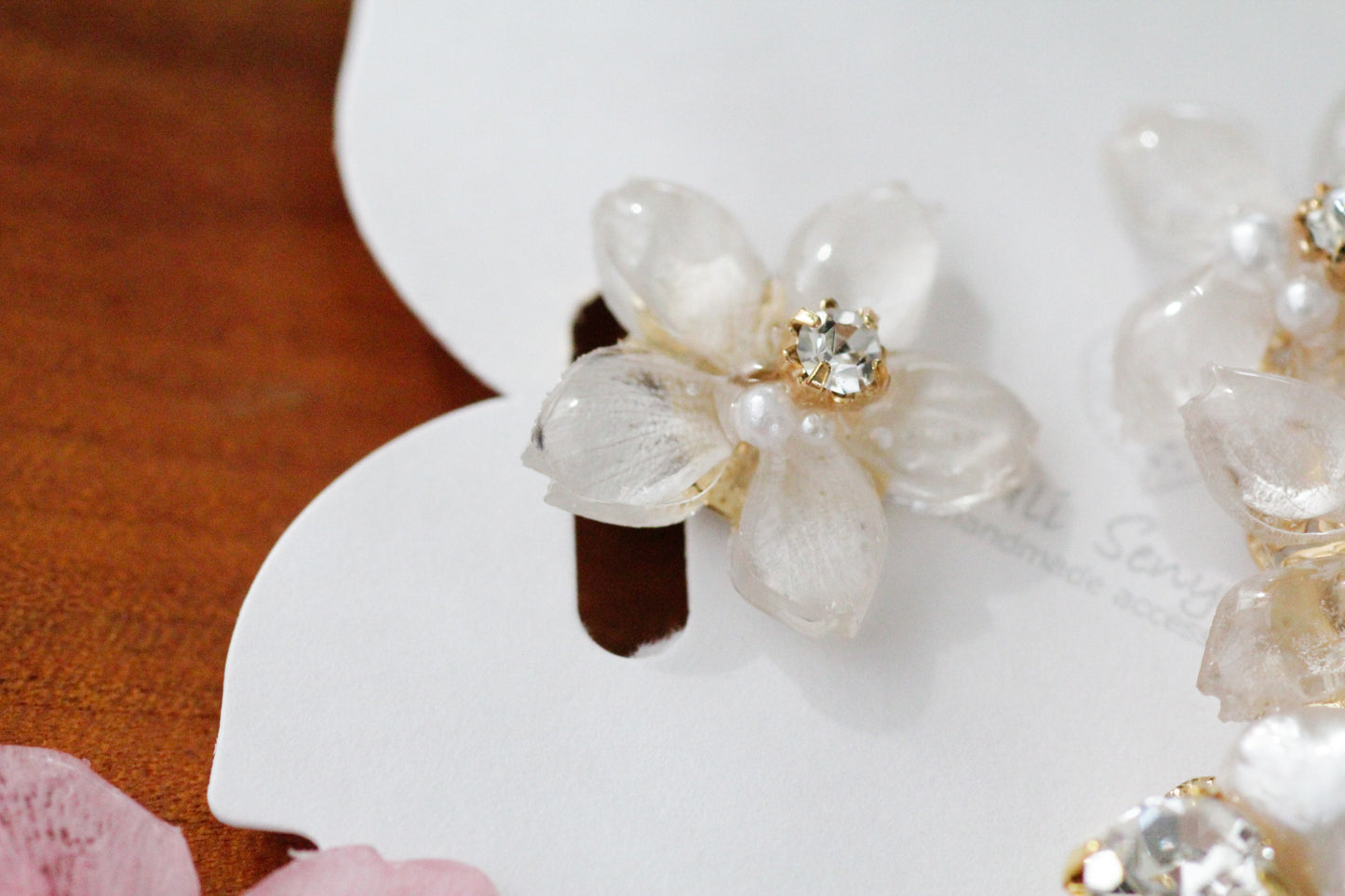 Someiyoshino Double Sakura Earring and Ear Cuff 〜 White #S026