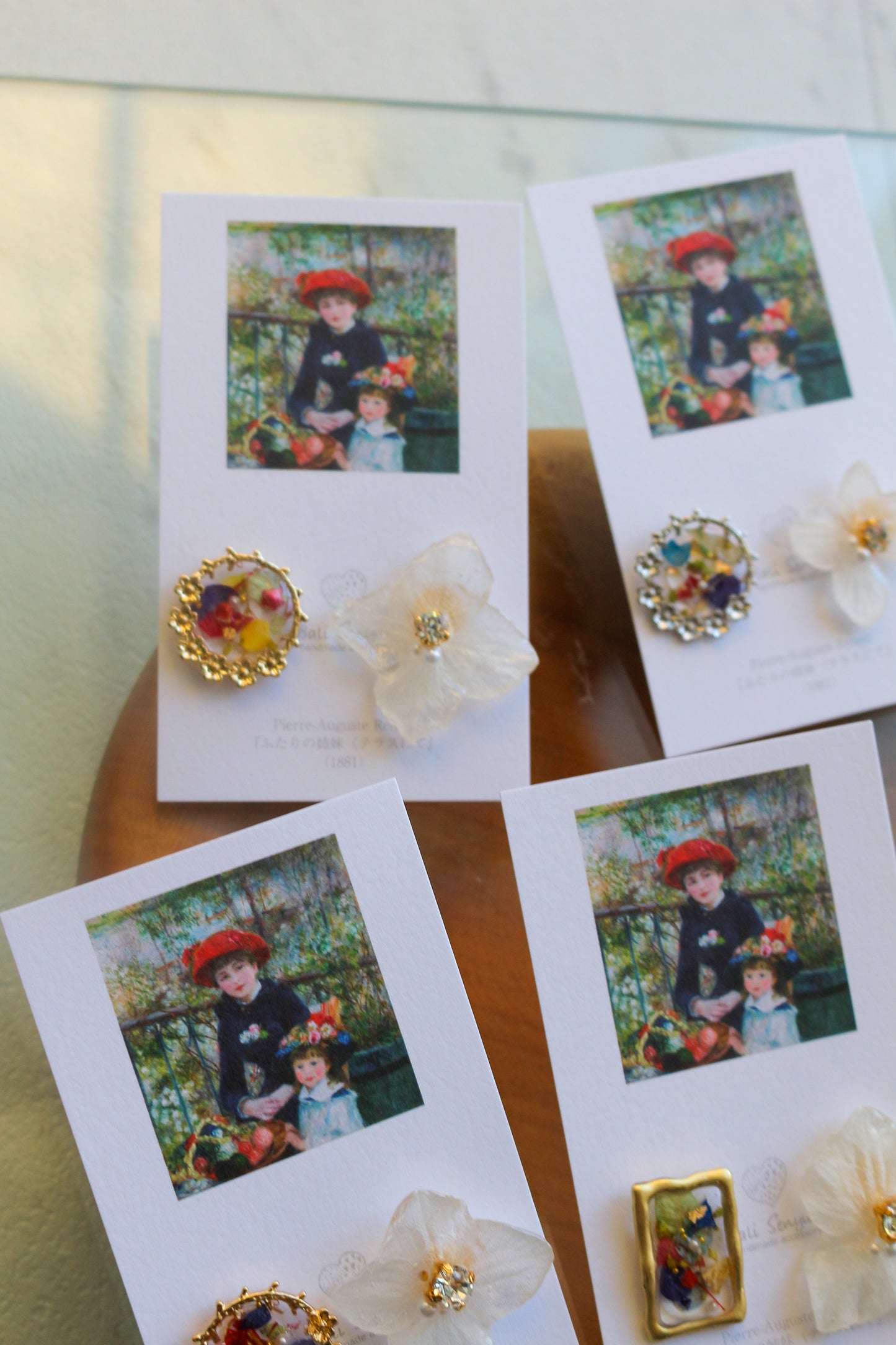 Renoir's Two Sisters Inspired Flower Earrings No.5 ピアスTitanium Pierce "ふたりの姉妹"