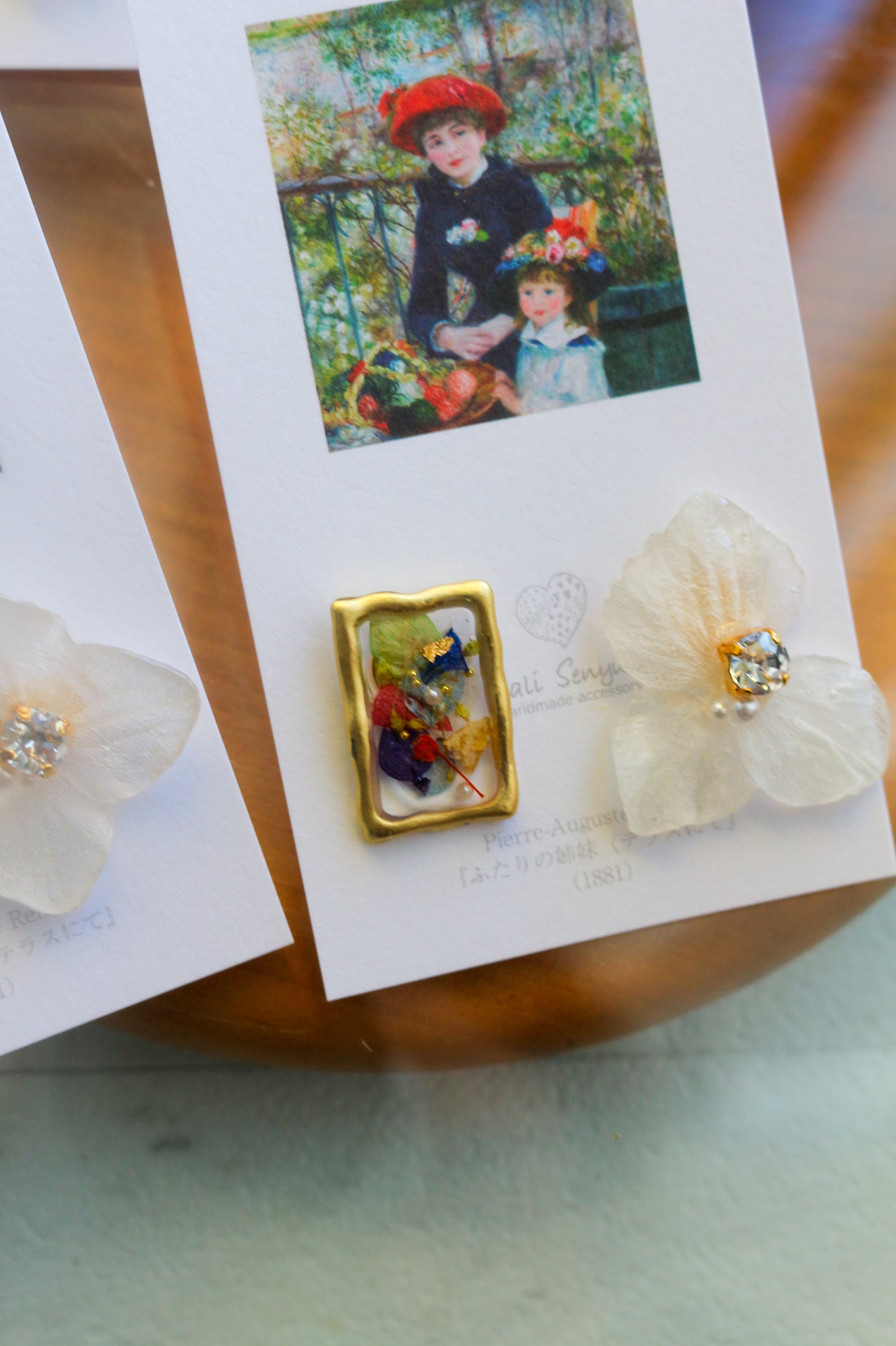 Renoir's Two Sisters Inspired Flower Earrings No.5 ピアスTitanium Pierce "ふたりの姉妹"