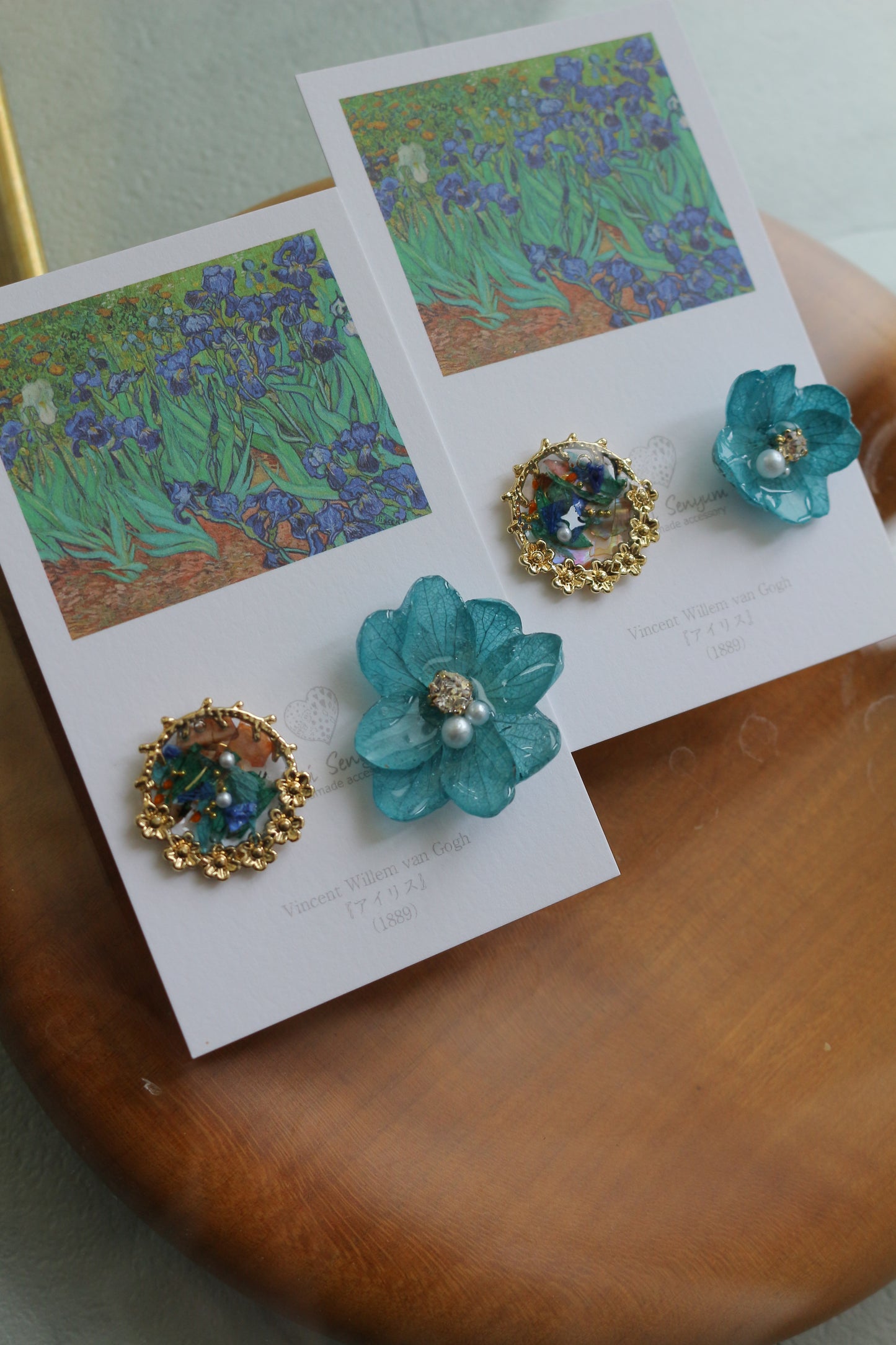 Gogh Inspired Flower and Medallion No.2 Titanium Pierceチタンピアス アイリス