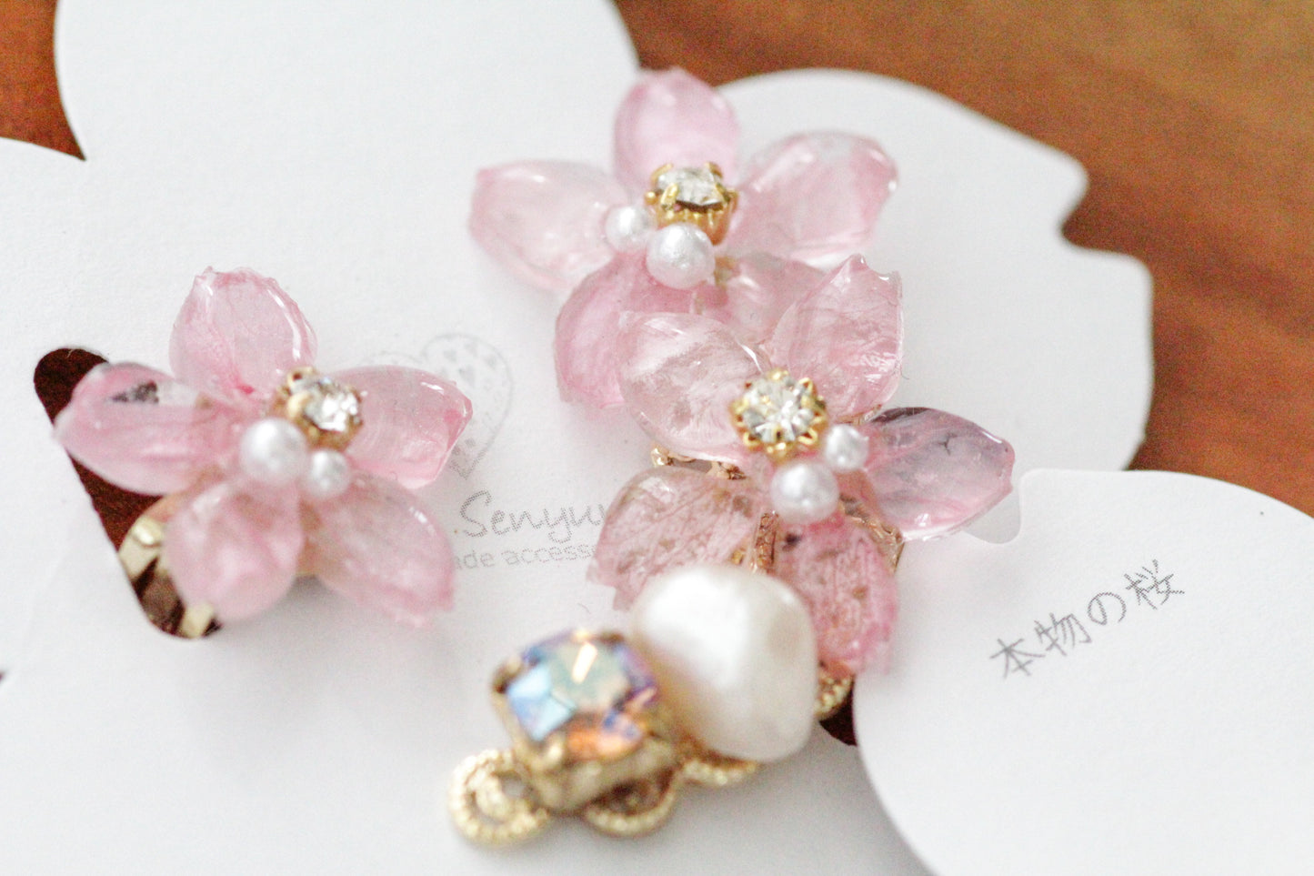 Someiyoshino Double Sakura Earring and Ear Cuff #S028