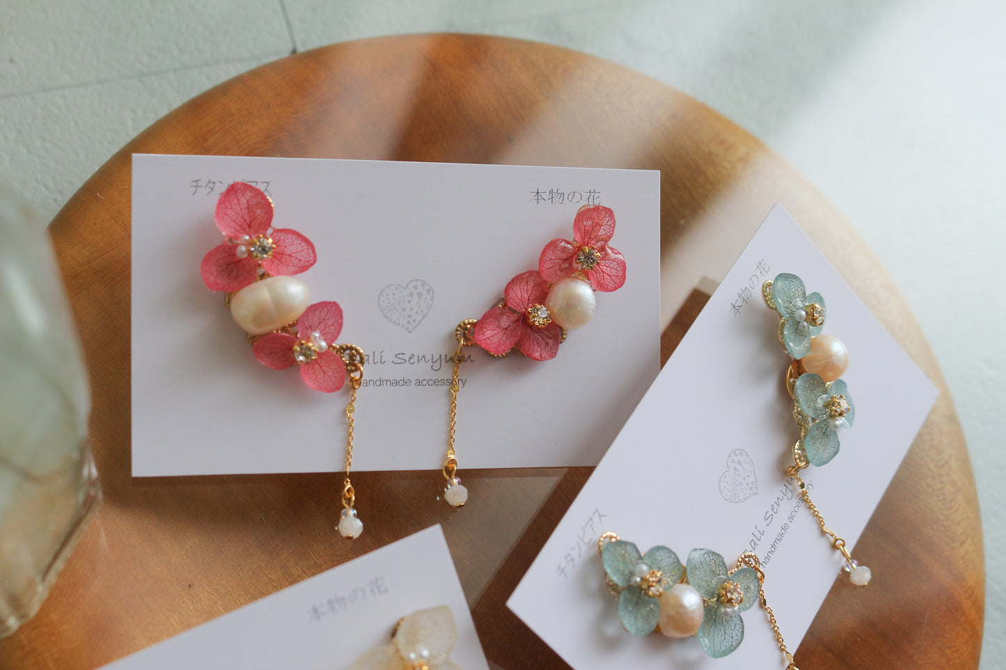 Hydrangea Pearl Flower Earring No.3